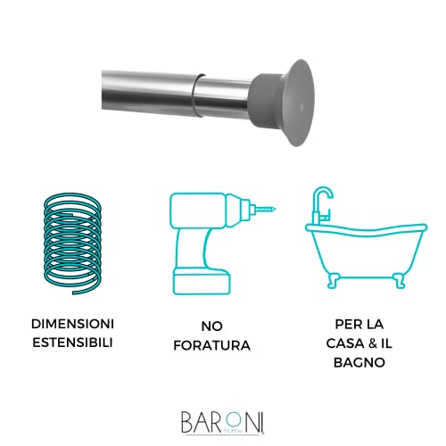 Baroni Home Asta Doccia Telescopica Cromata 75-125 cm Senza Fori