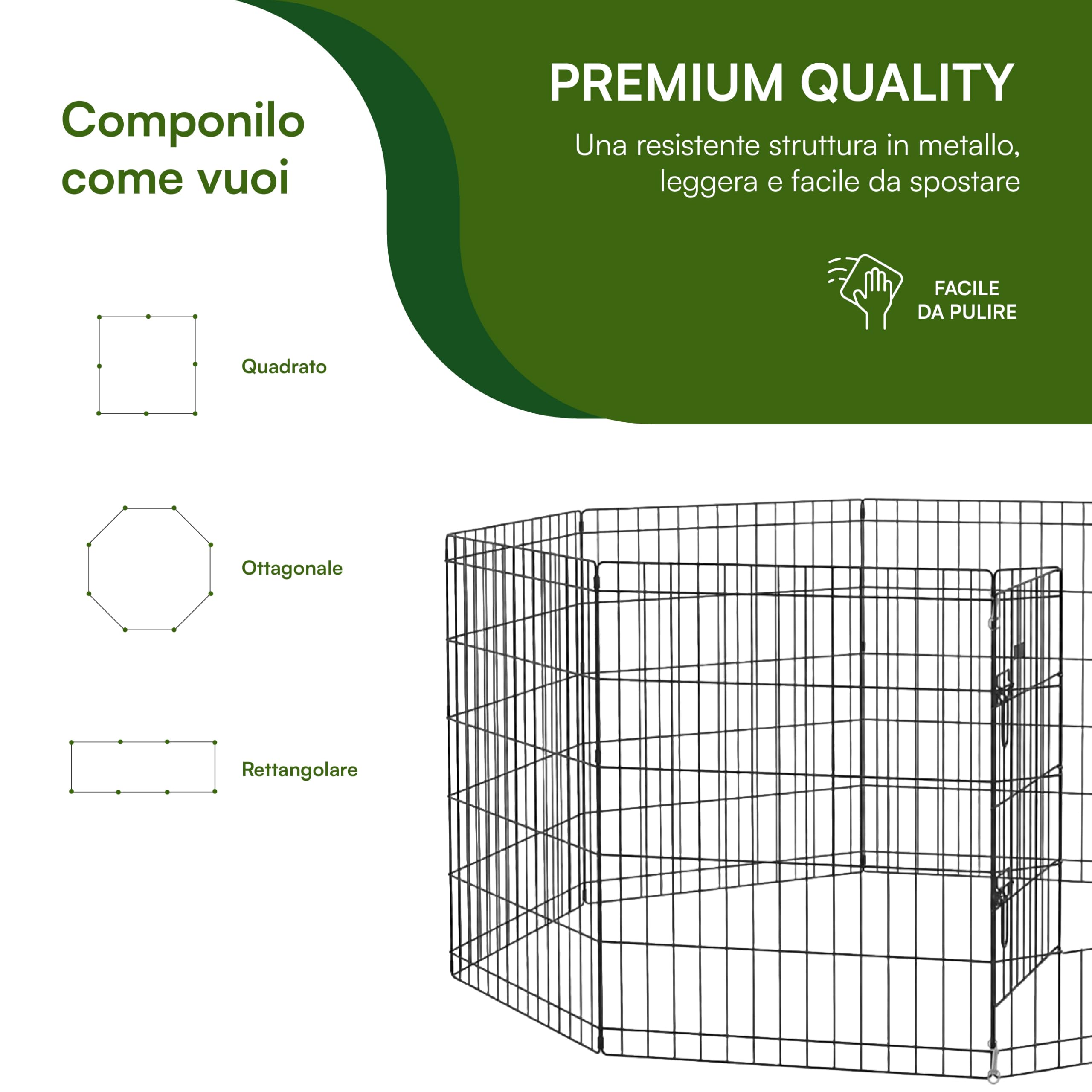 Baroni Home Recinto Cani 8 Pannelli Nero 76x60 cm