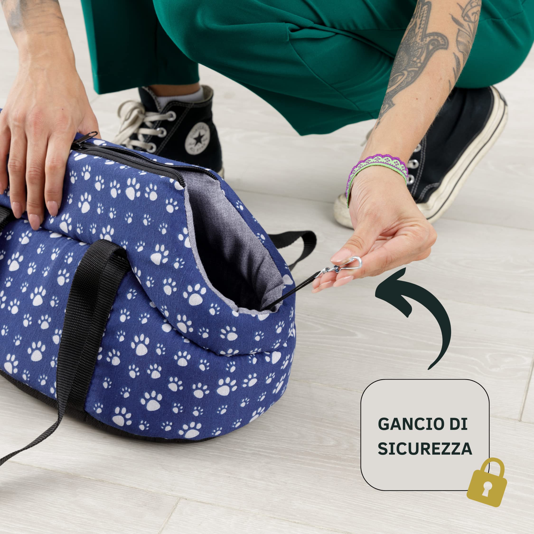 Baroni Home Borsa Cane Grigio e Zampine 40x25x21 cm