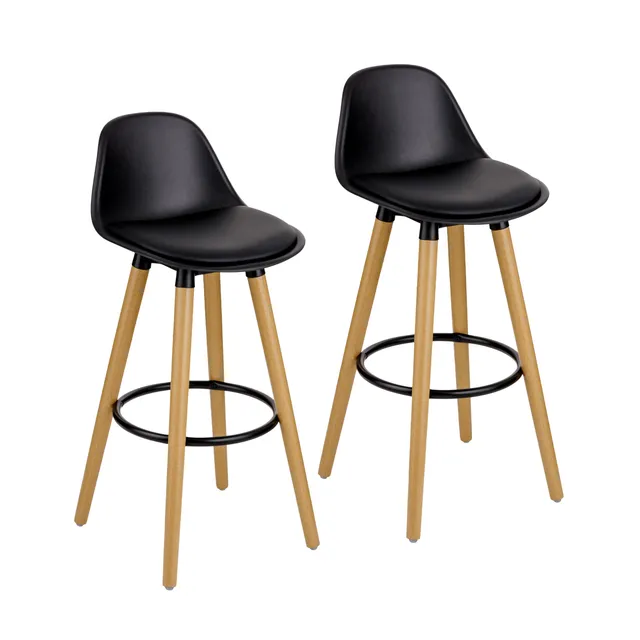 Baroni Home sgabello nero 2 pezzi schienale