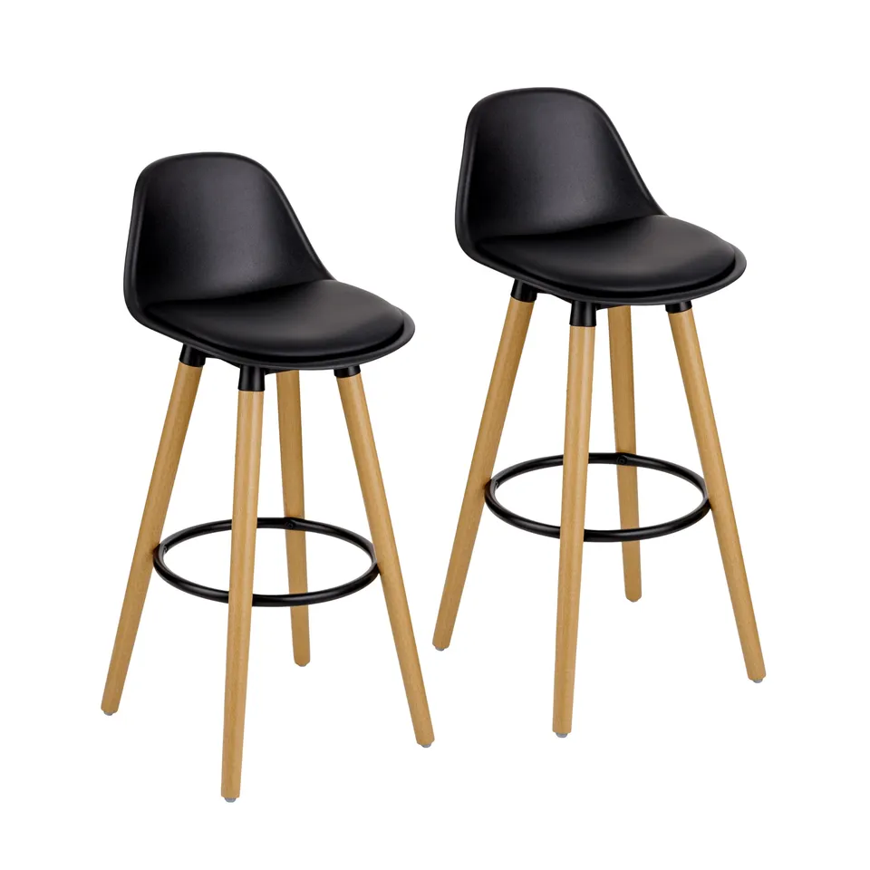 Baroni Home sgabello nero 2 pezzi schienale