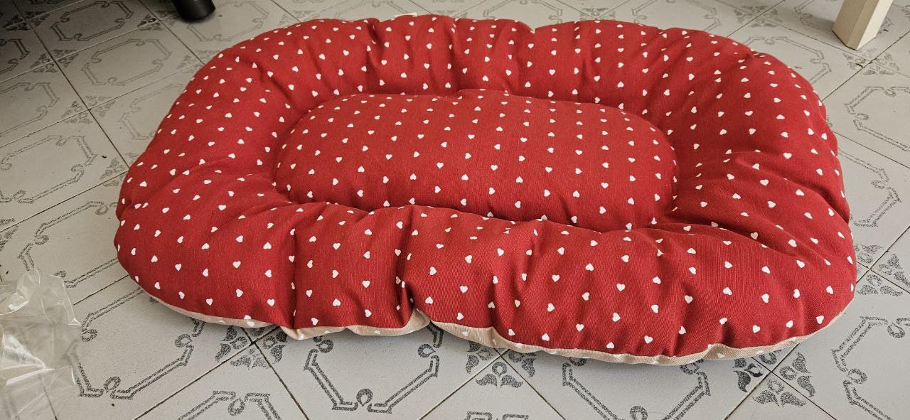 Baroni Home cuscino cane ovale 90x57x8 cm beige cuori