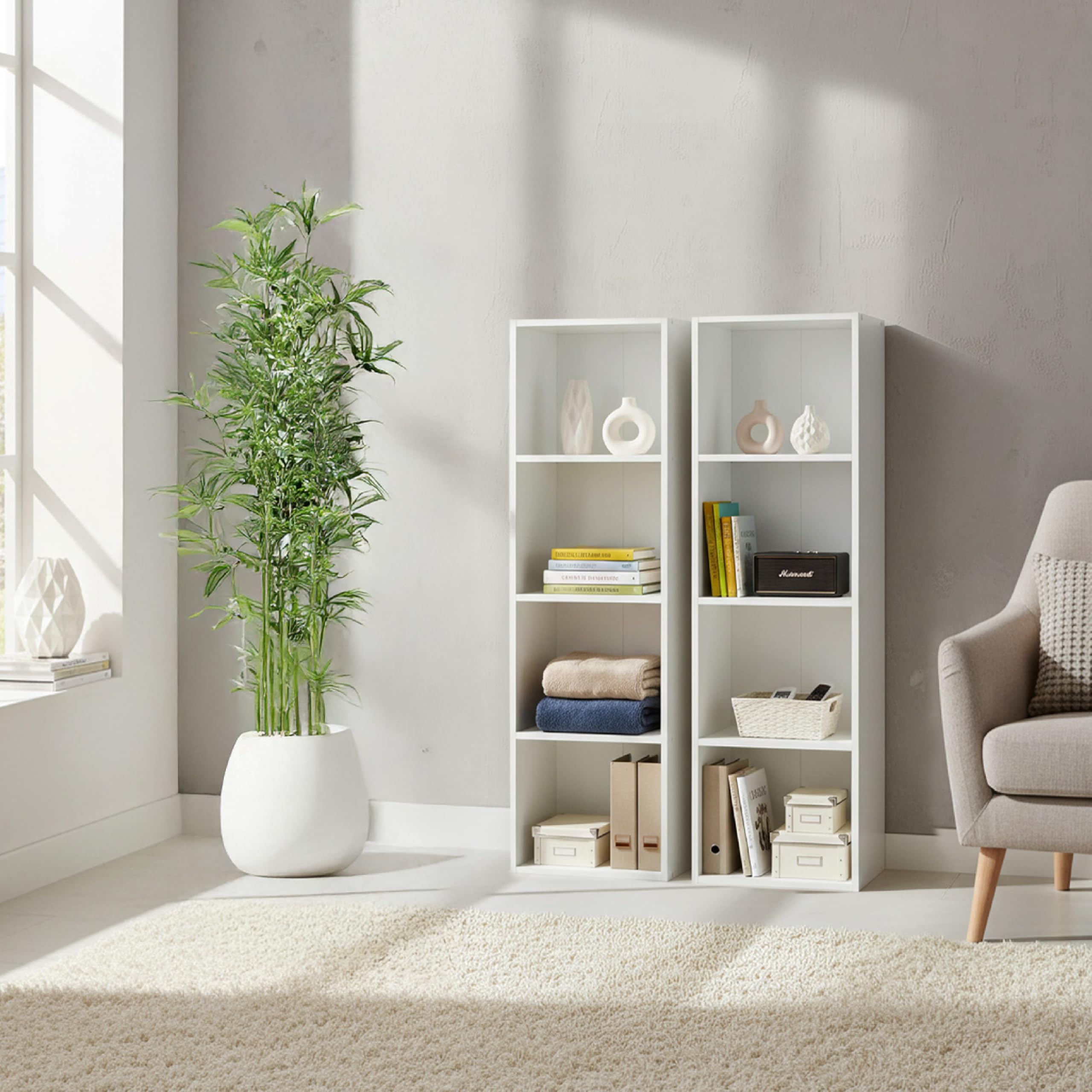 Baroni Libreria Cubi Bianca 4 Ripiani 24x31x106 cm