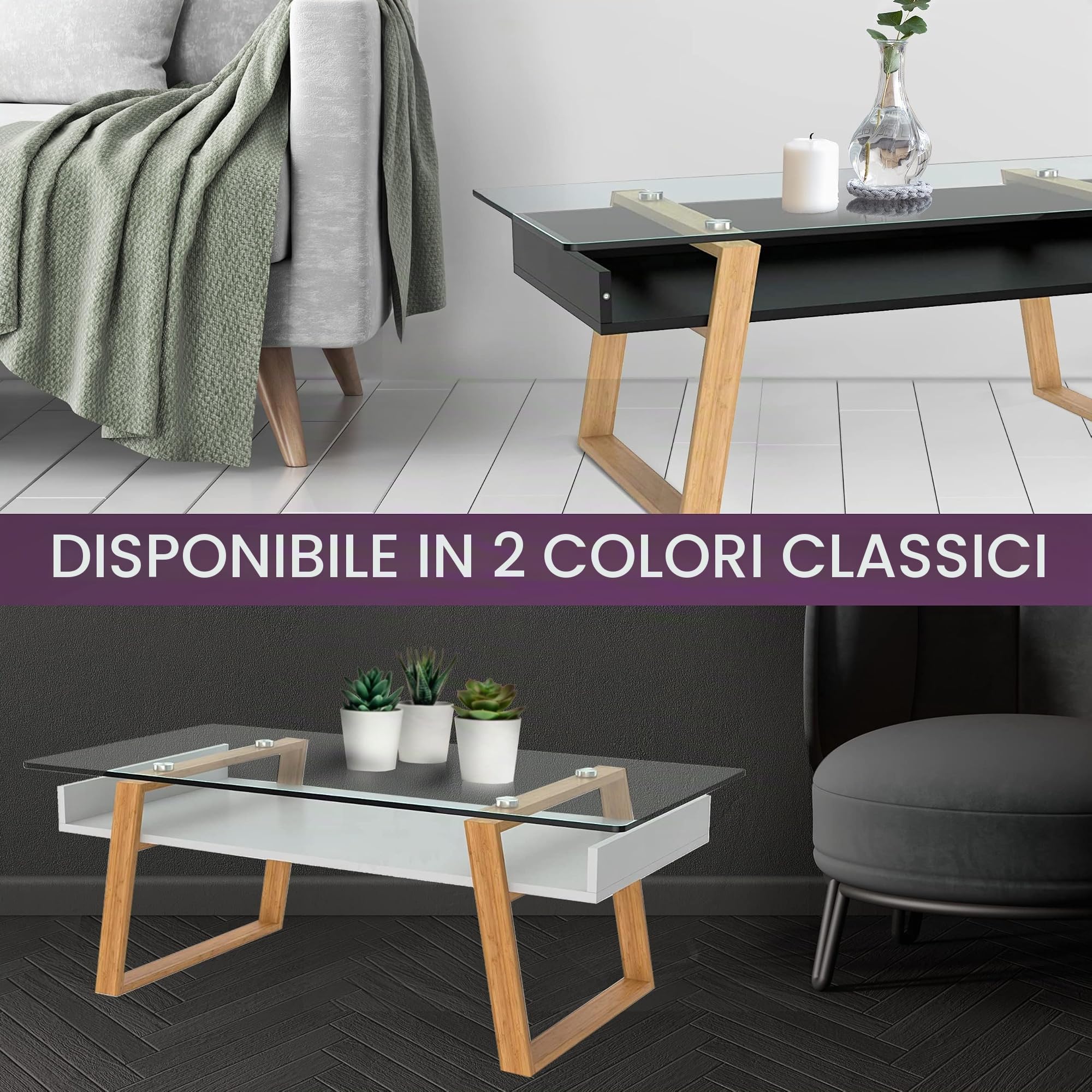 bonVIVO Donatella Scrivania Piccola Bianco H 40 cm Vetro