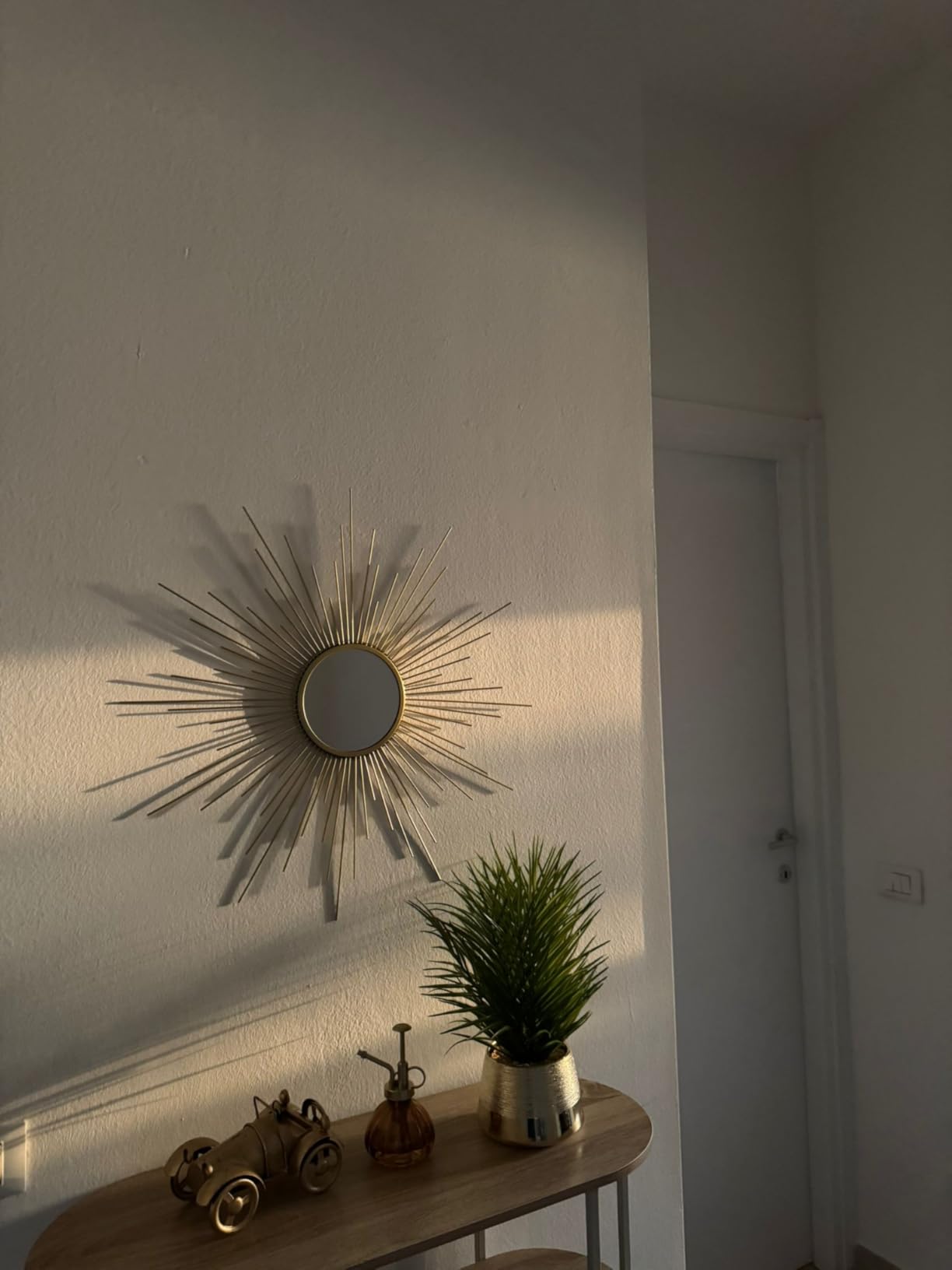 Baroni Home Specchio da Parete Raggi Oro 60x60 cm