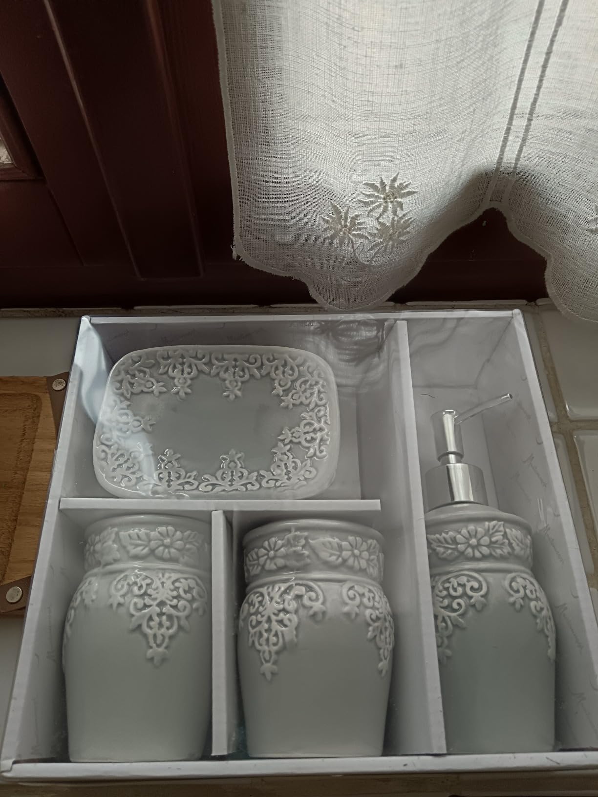 Baroni Home Montemaggi Set Bagno Ceramica 4 Pezzi Grigio