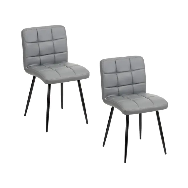 Baroni Home Set 2 Sedie Ecopelle Grigio Gambe Acciaio