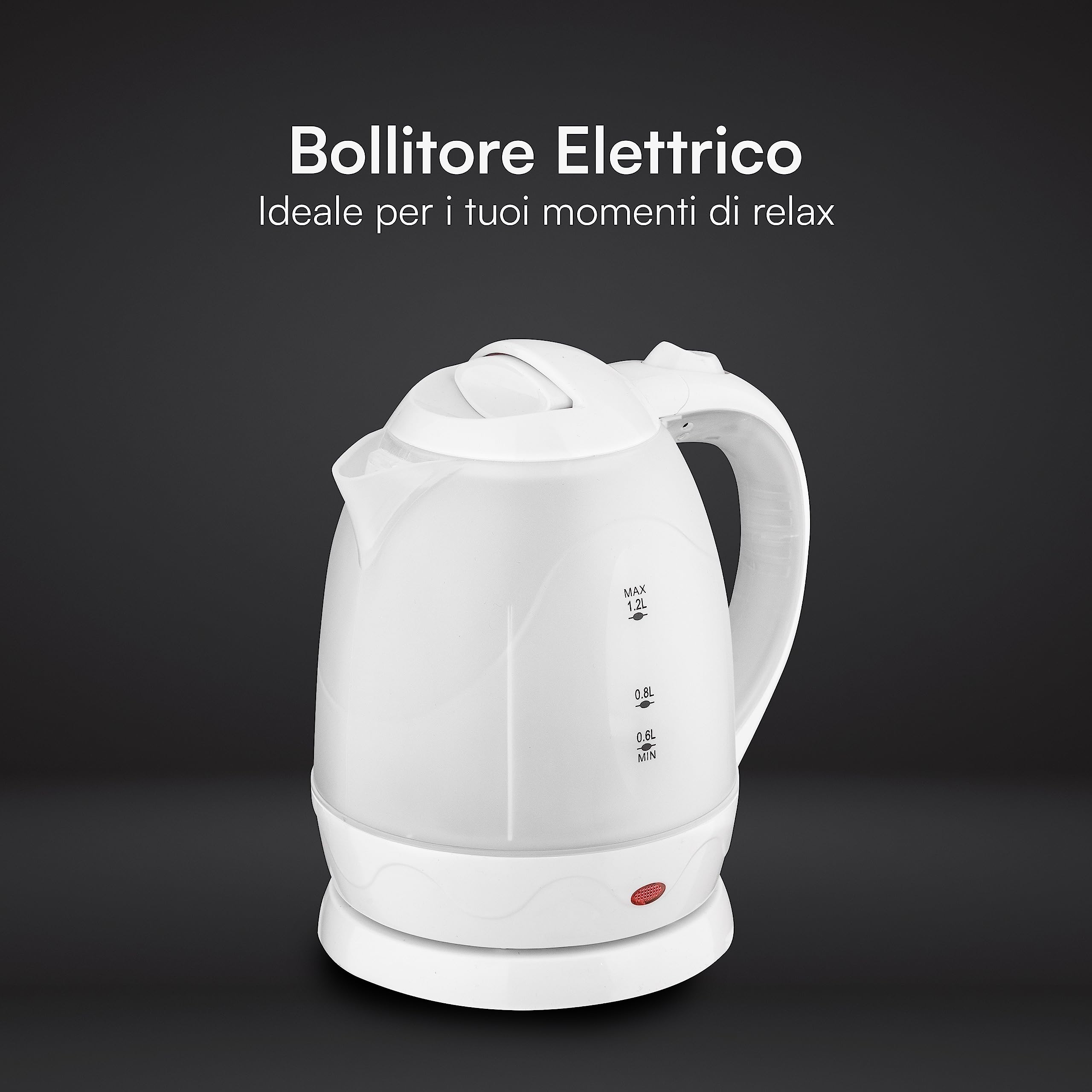 Baroni bollitore elettrico 1,2 litri bianco acciaio 1200W