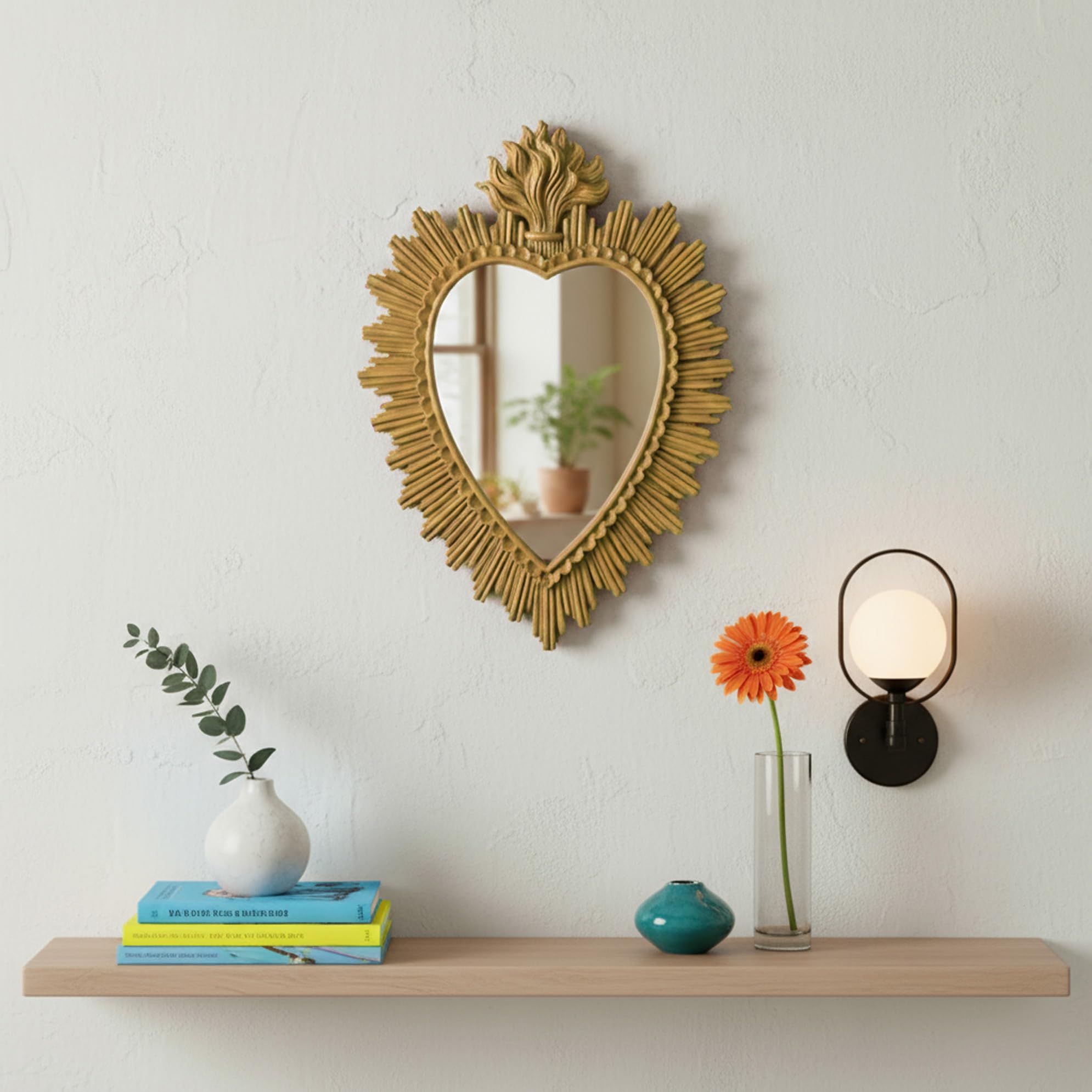 Baroni Home Ex Voto Cuore Sacro specchio oro 30x3x38 cm resina