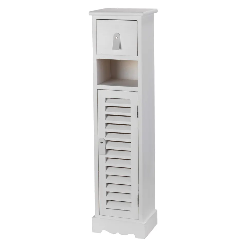 Baroni Home Colonnina Legno Bianca 21,5x18x86 cm Soggiorno