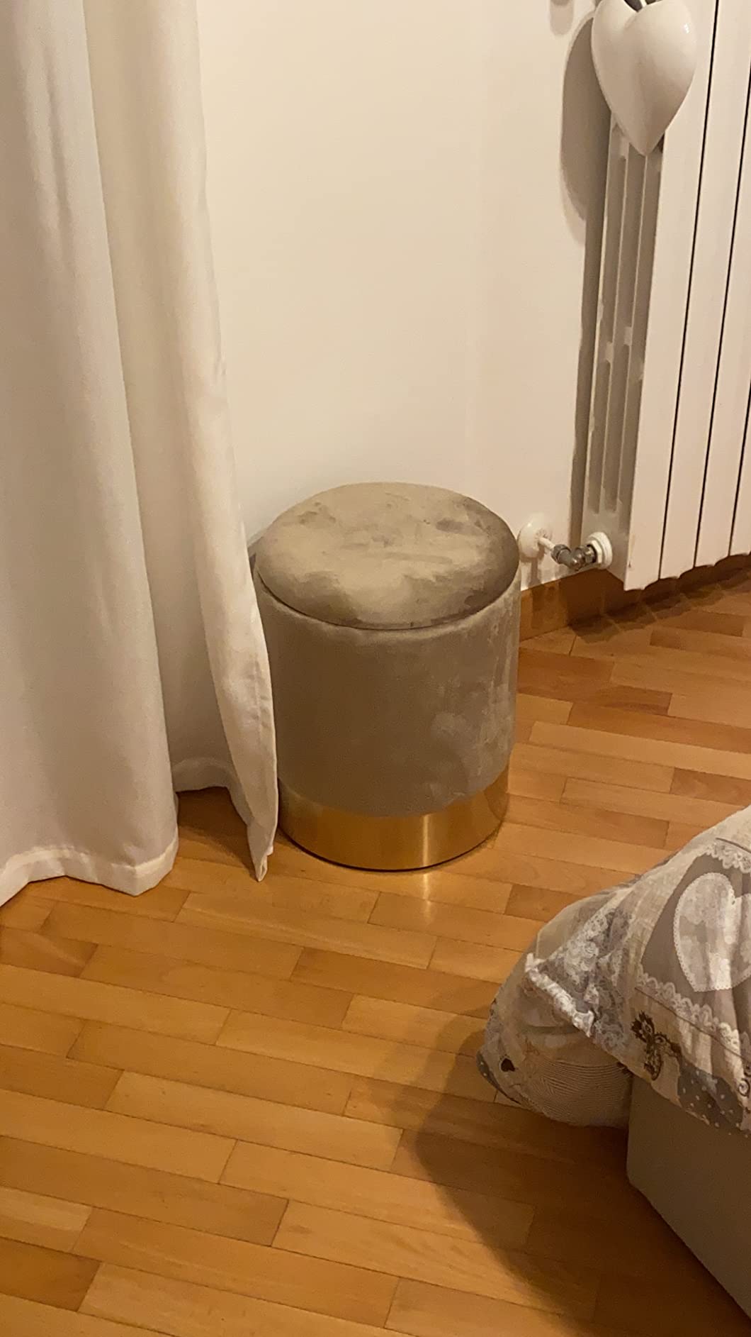 Baroni Home Pouf Contenitore Velluto Nocciola 31x31x39 cm