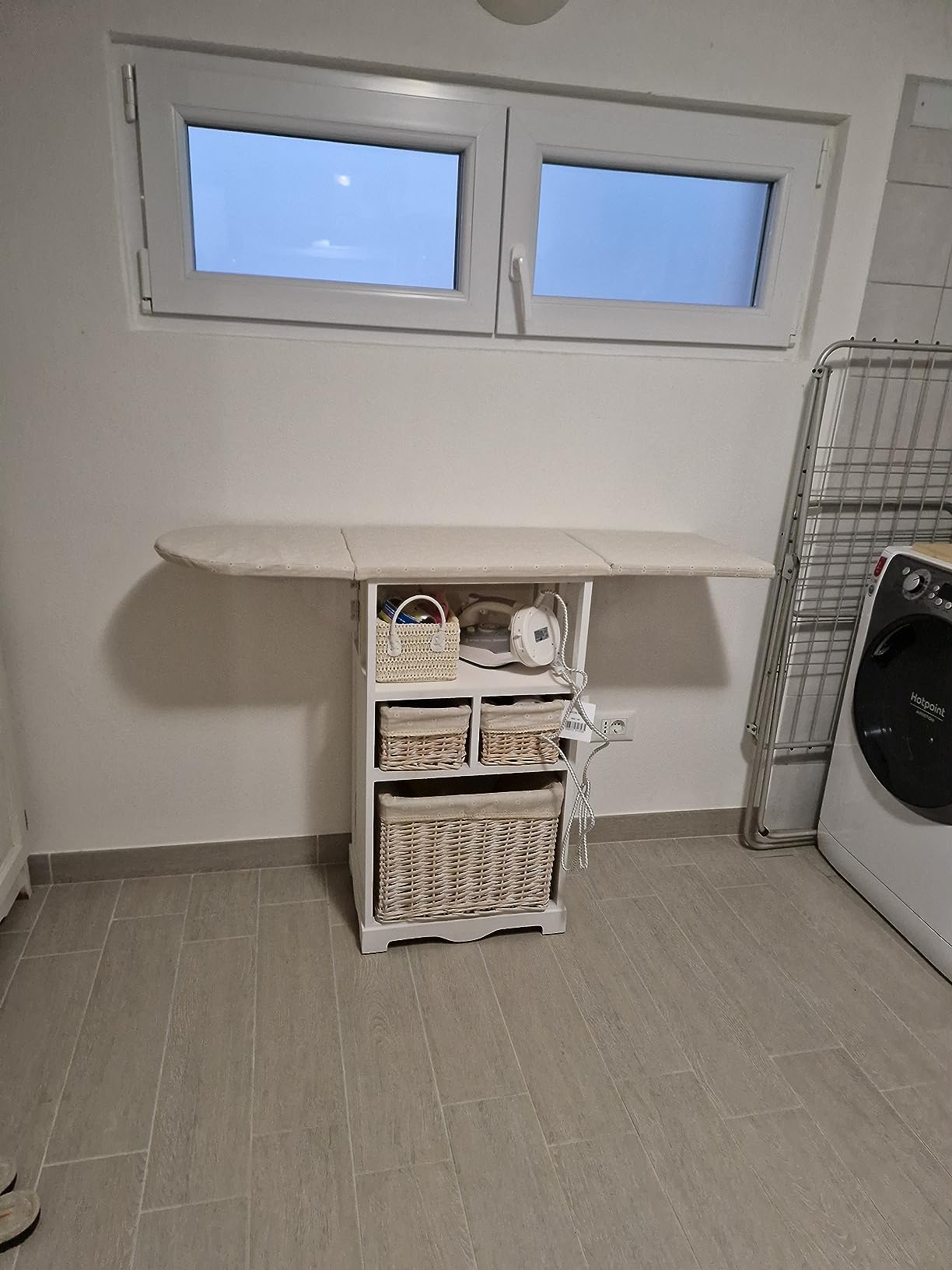 Baroni Home Mobile da Stiro Bianco 3 Cesti 54x36x86 cm