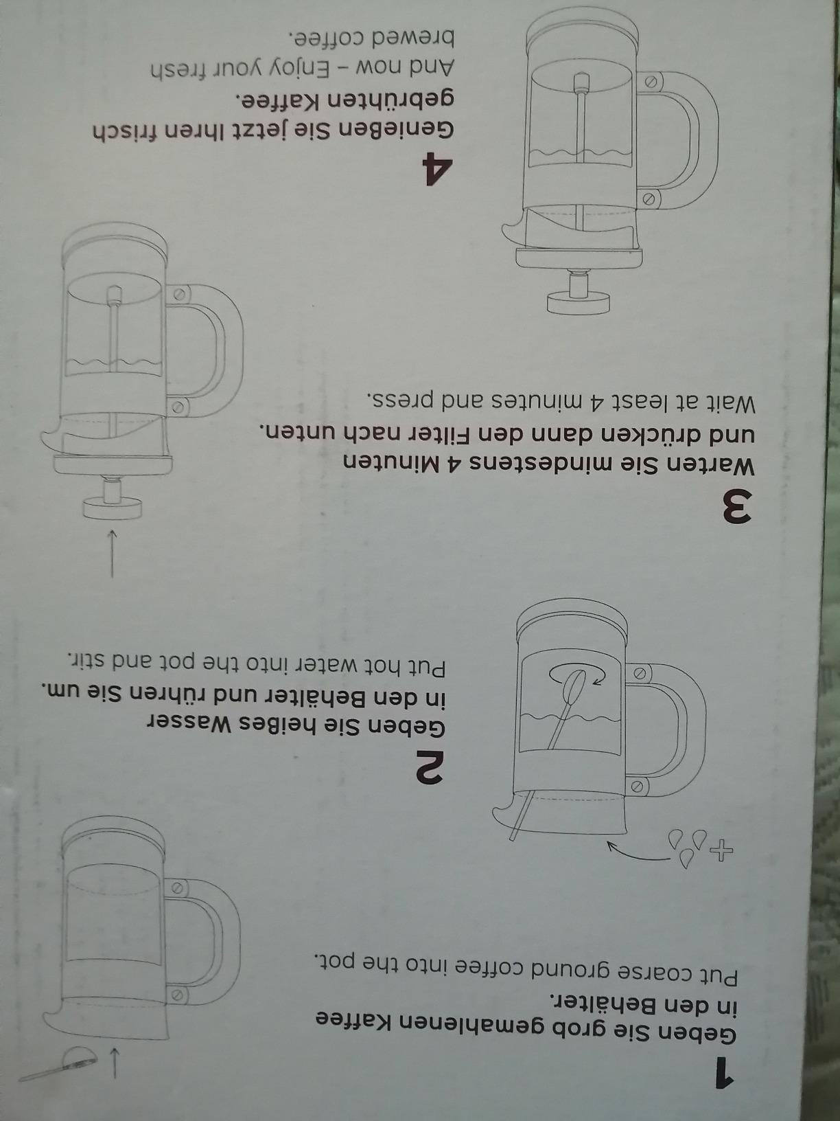 bonVIVO French Press Caffettiera Stantuffo Rame 8 Tazze Vetro
