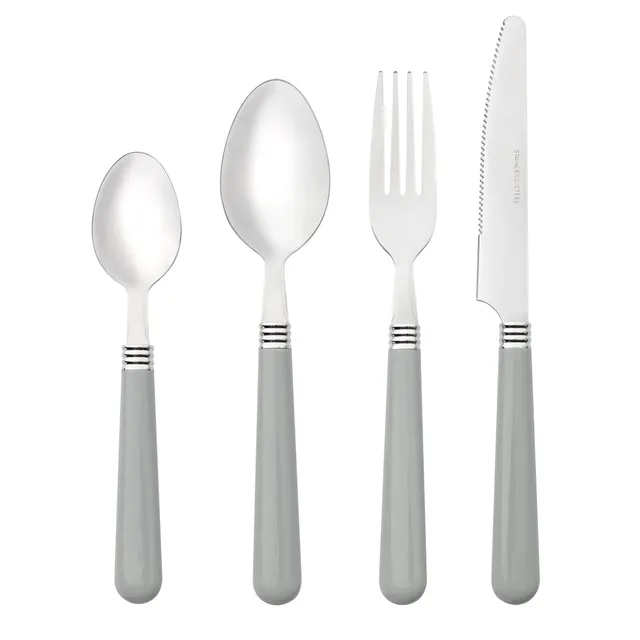 Baroni Home Set Posate 24 Pezzi Grigio Acciaio Inox