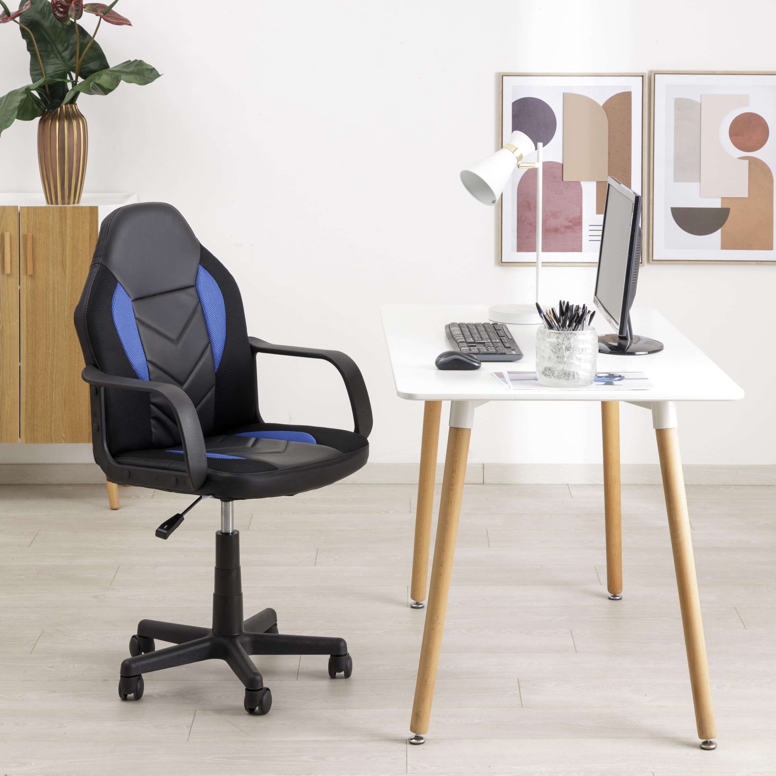 Baroni Home Sedia Gaming Ergonomica Blu 56x50x106 cm