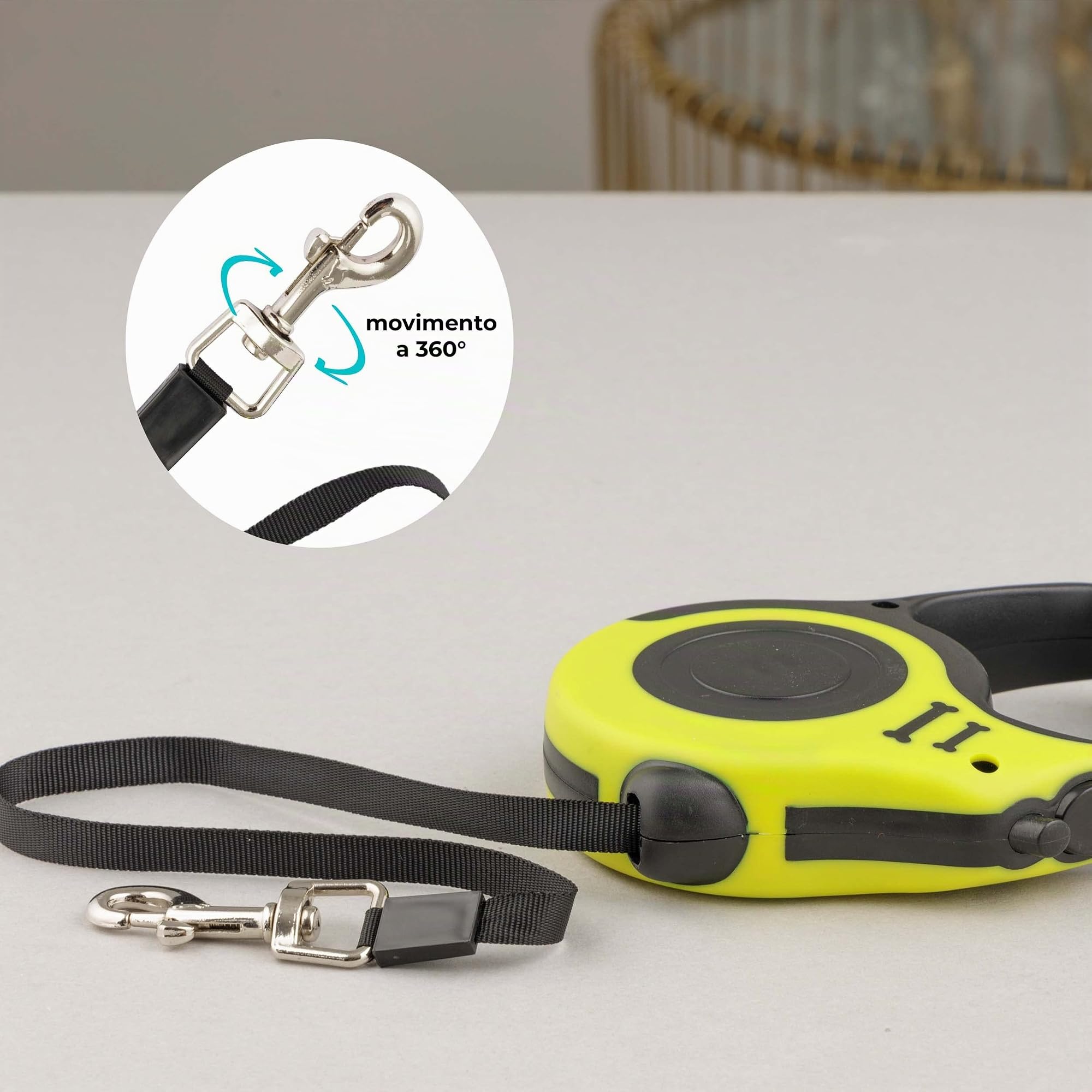 Baroni Home Guinzaglio Retrattile Cani Giallo 5 m 30 kg