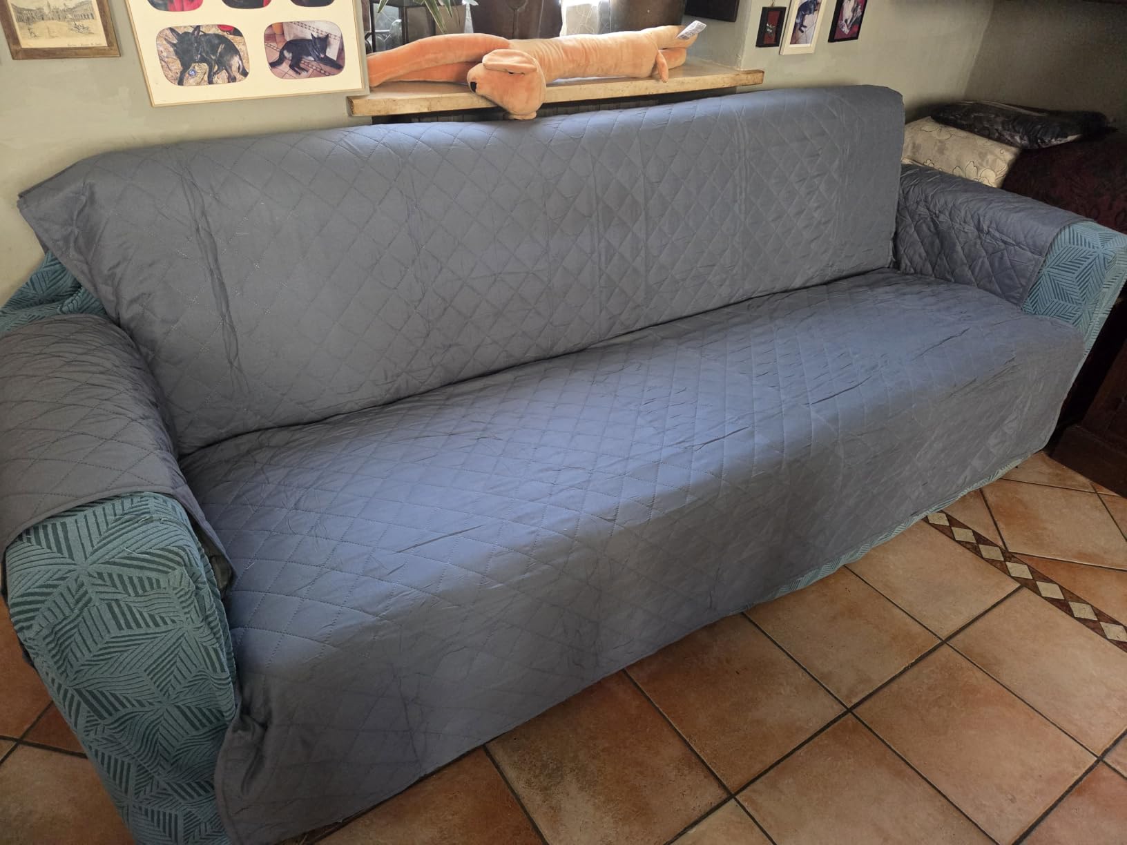 Textilhome Adele copridivano 3 posti 160 cm rosso trapuntato