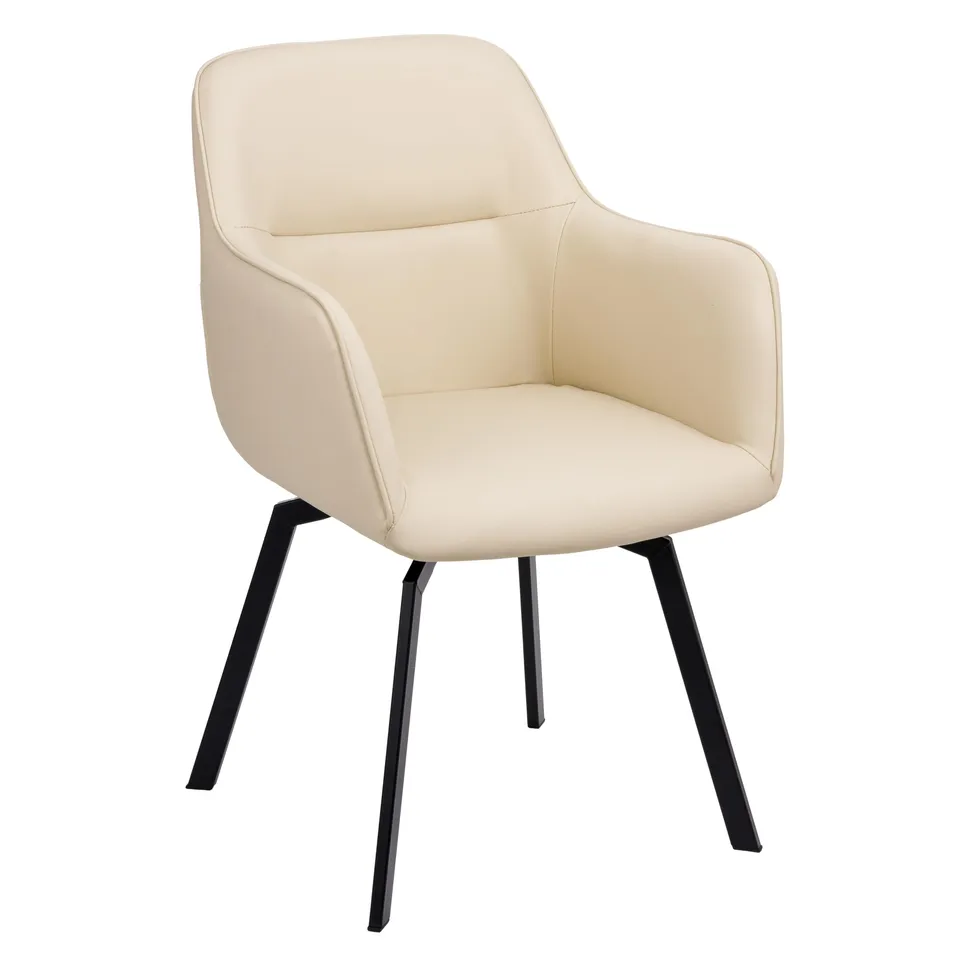 Baroni Home Poltrona Girevole Ecopelle Beige 55x85x47 cm