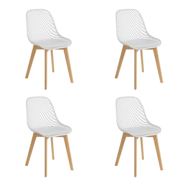 Baroni Home Sedia Moderna Bianca Gambe Legno 4 Pezzi