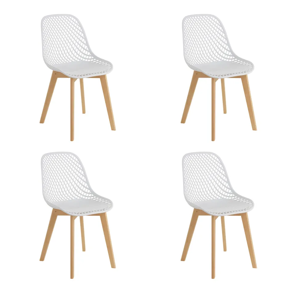 Baroni Home Sedia Moderna Bianca Gambe Legno 4 Pezzi