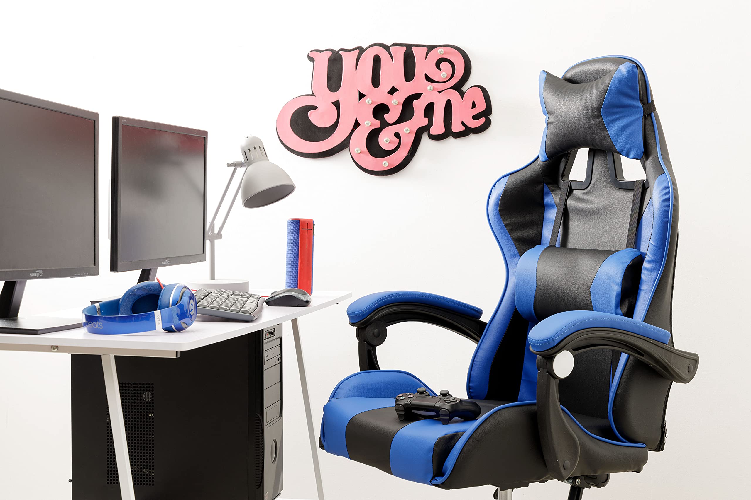 Baroni Home Sedia Gaming Ufficio Blu Ergonomica