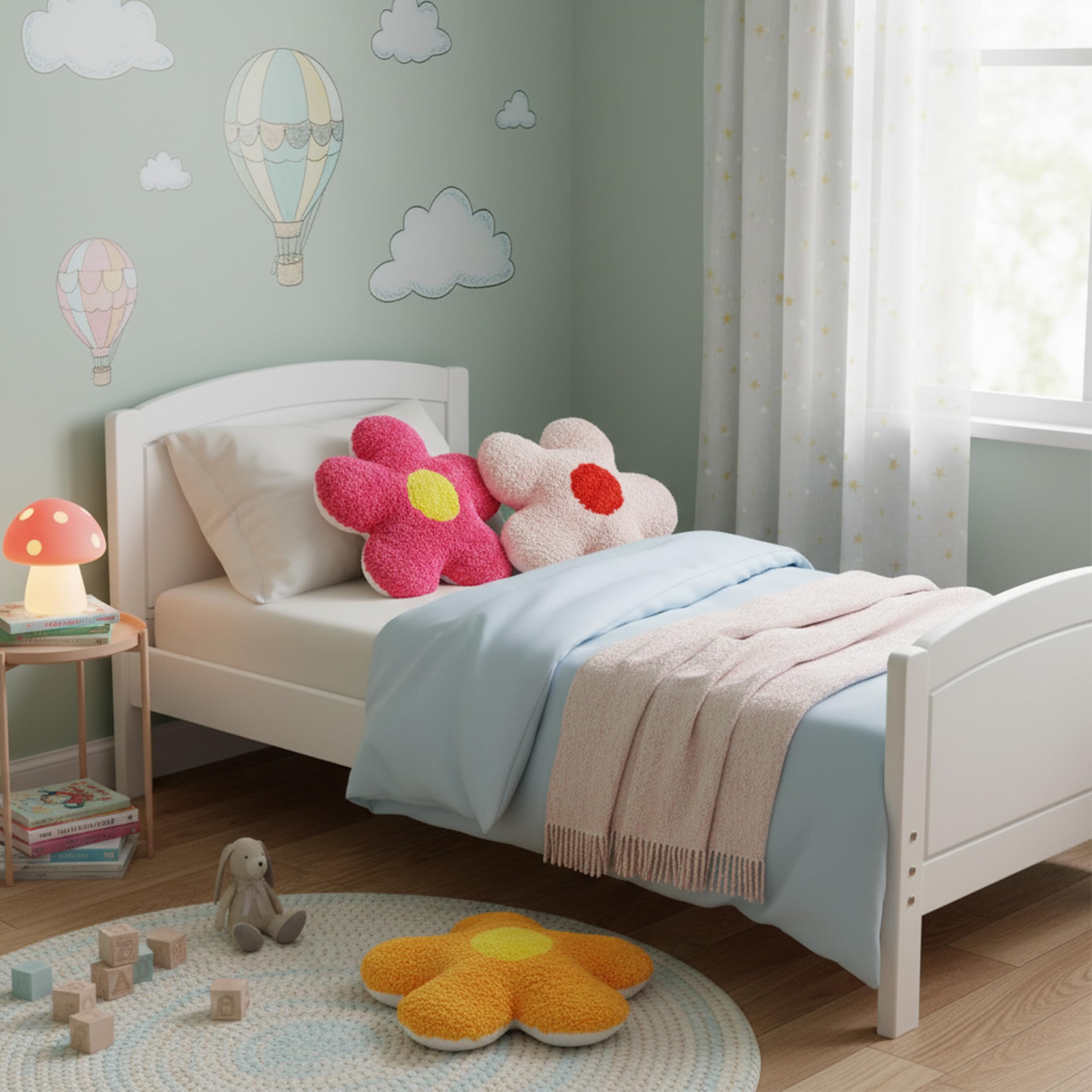 Baroni Home Set 3 Cuscini Fiori Teddy 36x36 cm rosa giallo bianco