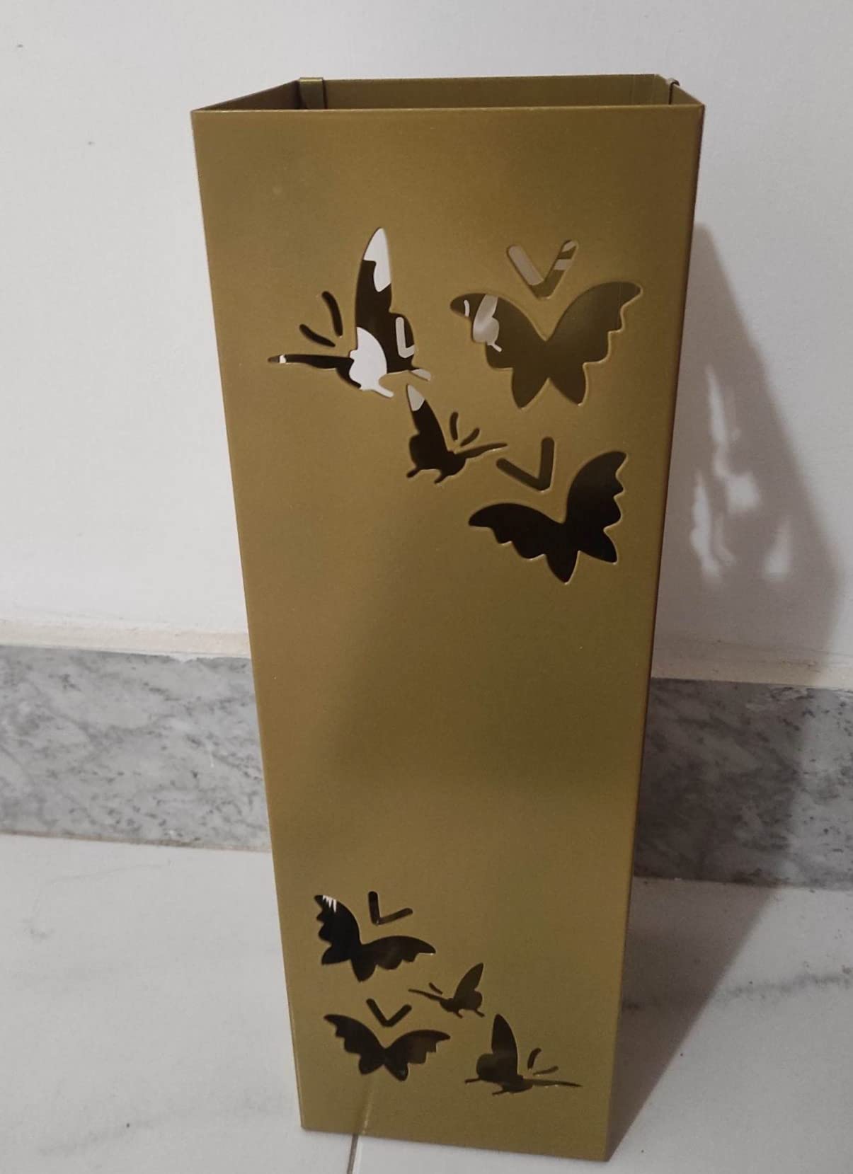 Baroni Home portaombrelli quadrato farfalle metallo grigio tortora