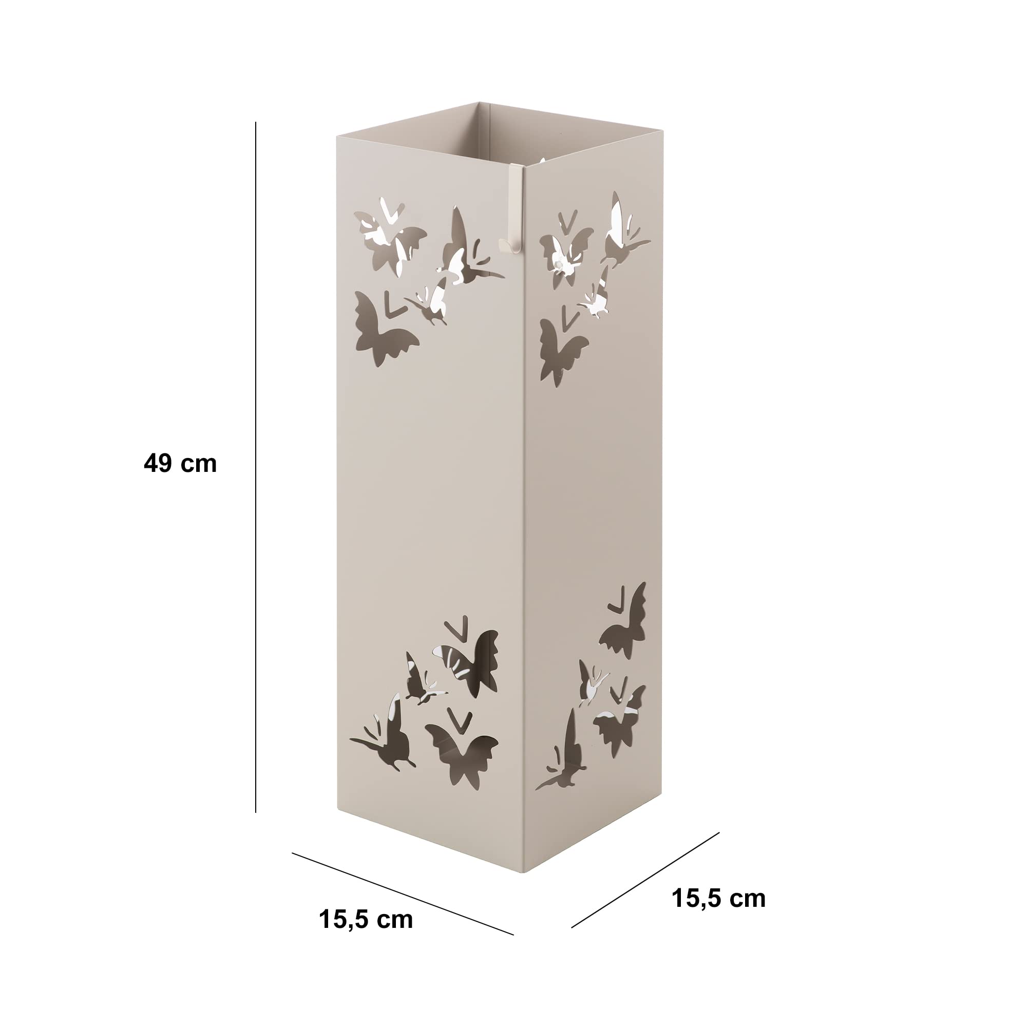 Baroni Home portaombrelli quadrato farfalle metallo grigio tortora