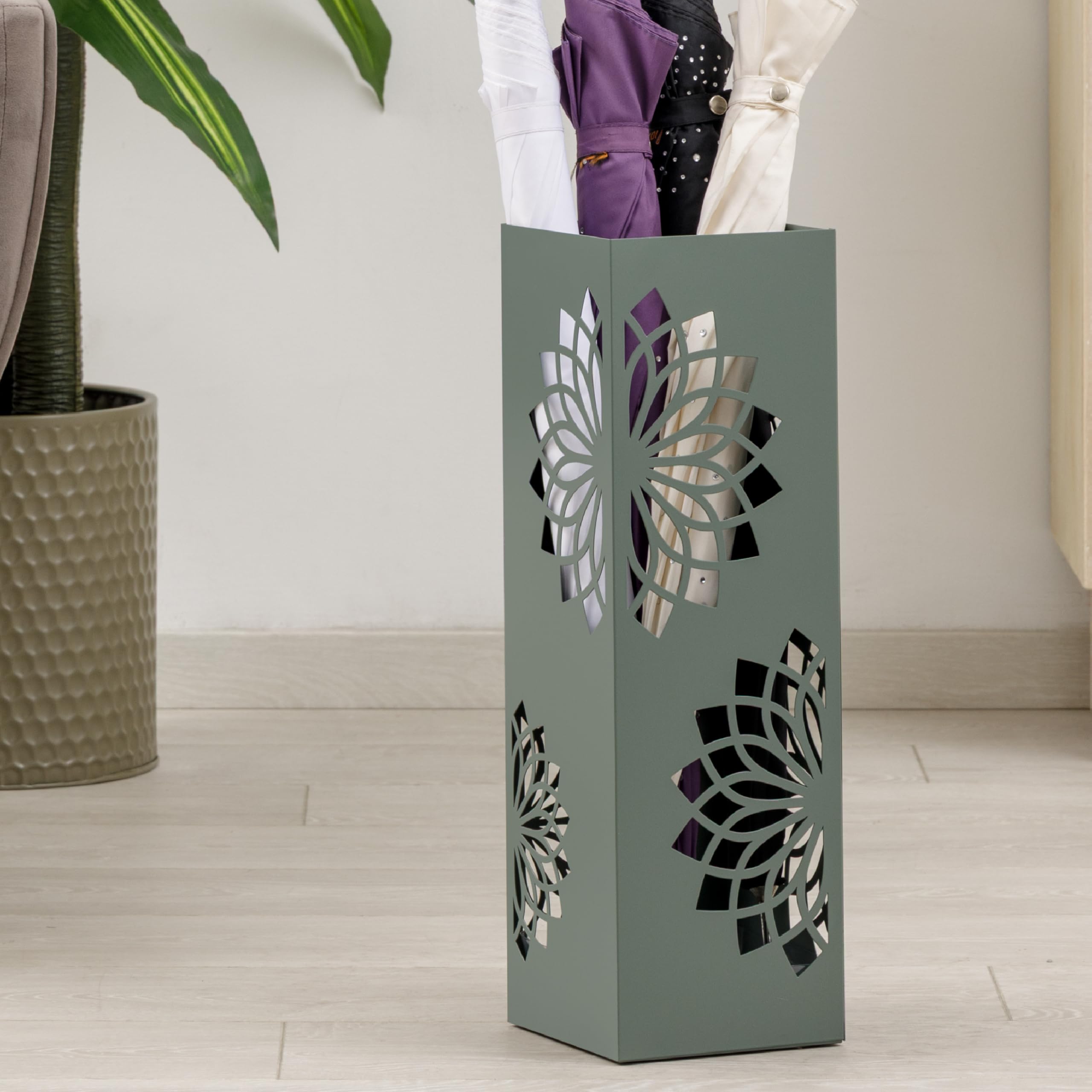 Baroni Home portaombrelli verde metallo 16x16x49 cm mandala
