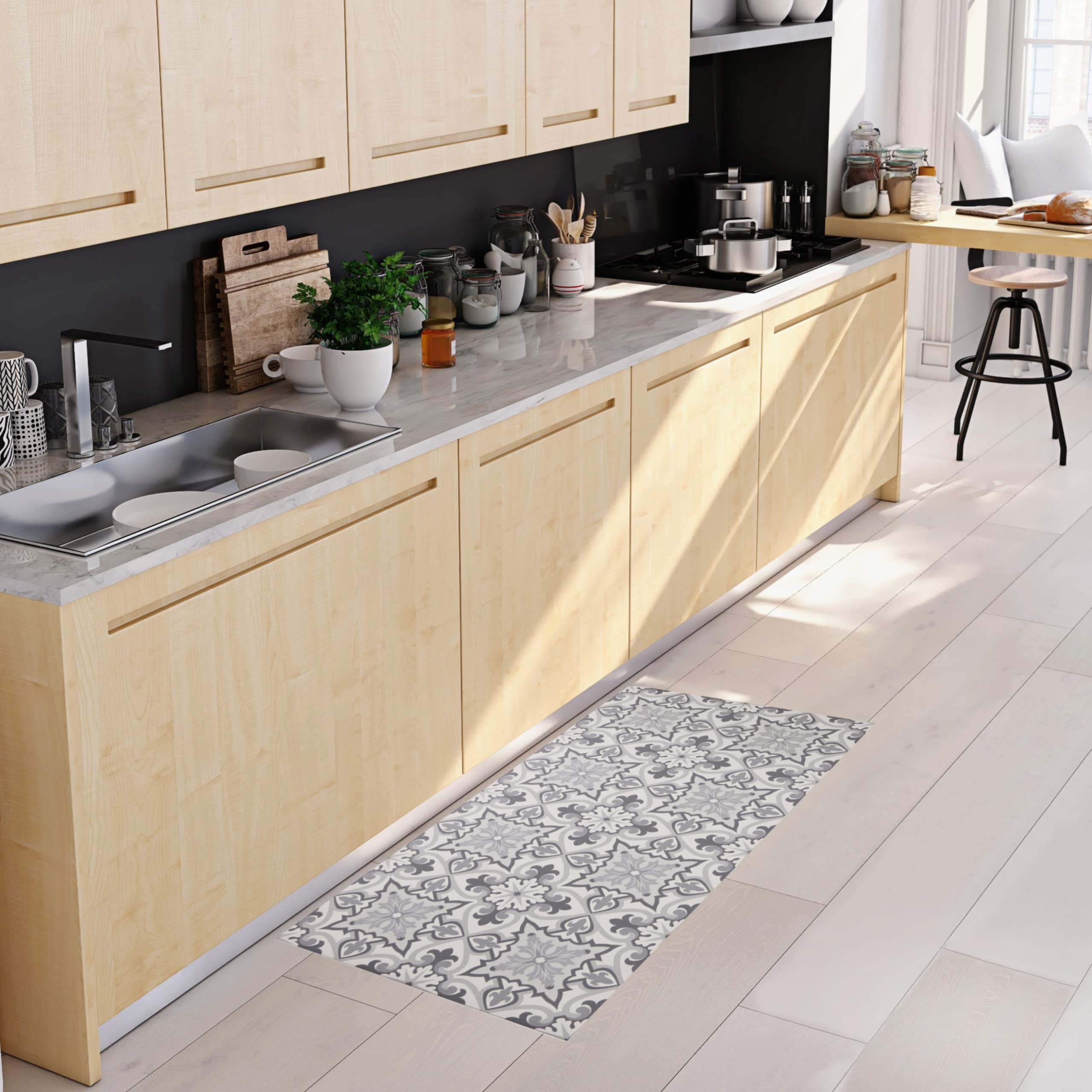 Baroni Home Maioliche Grigio Tappeto Cucina 120x60 antiscivolo