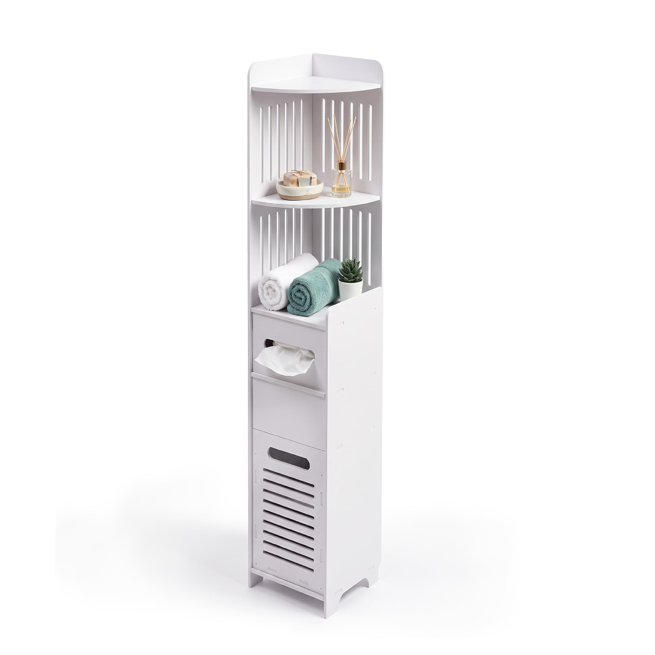 Baroni Home Colonna Angolare Bagno 1 Anta 1 Cassetto 22x22x120 cm