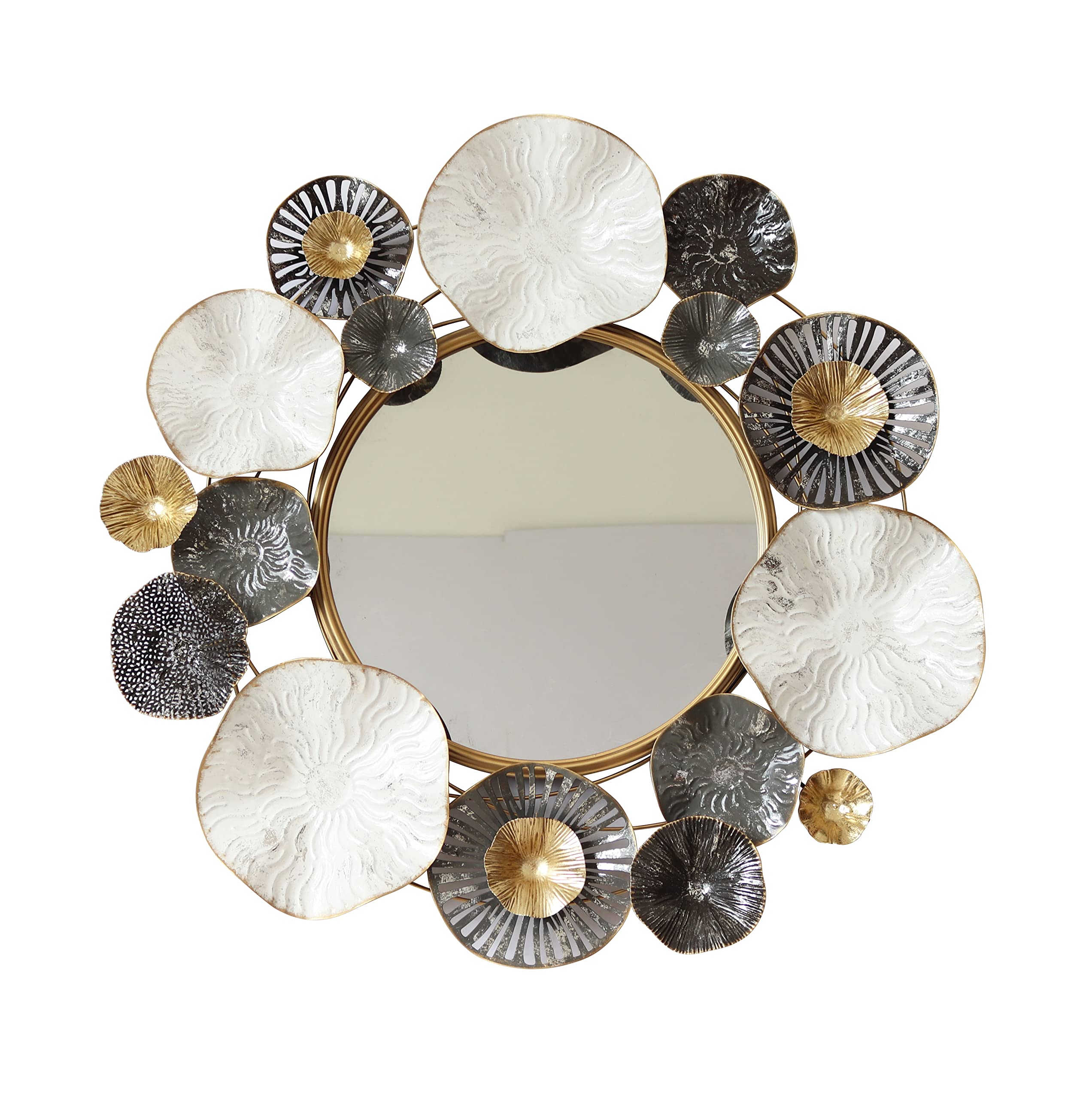 Baroni Home Specchio da Parete Raggi Oro 60x60 cm