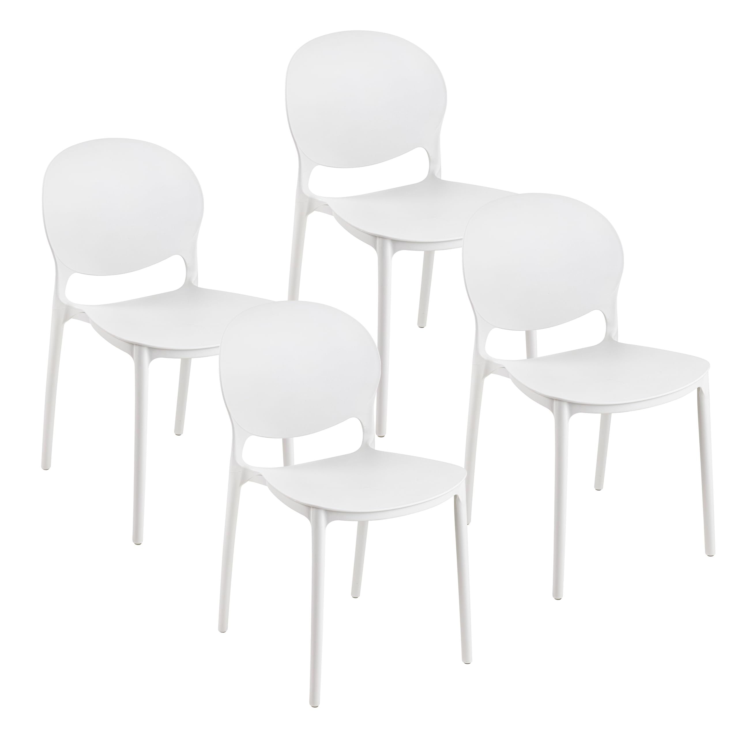 Baroni Home Set 4 Sedie Plastica Bianca 46x50x80 cm