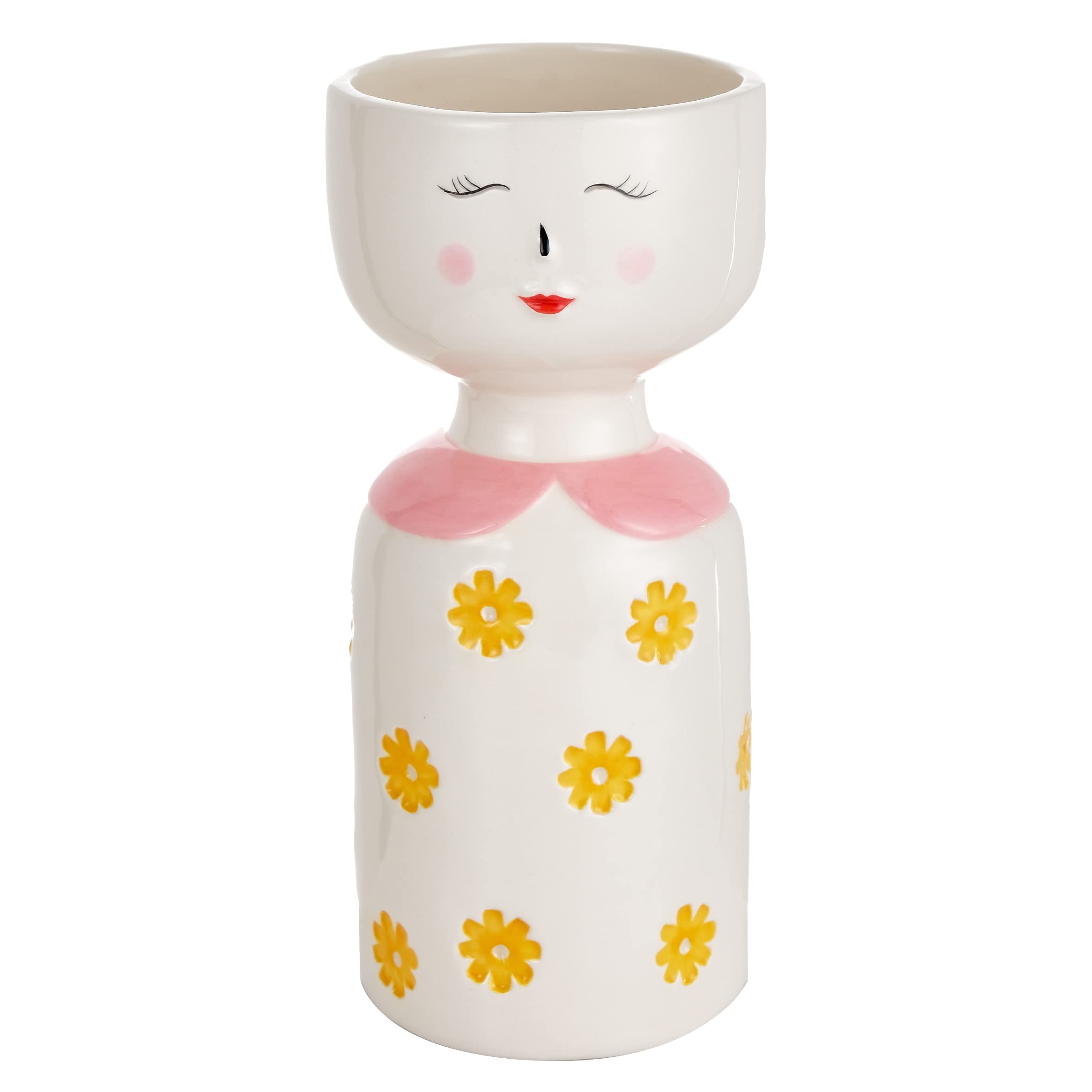 Baroni Home Vaso Pop in Ceramica Sei Manici Dipinto a Mano
