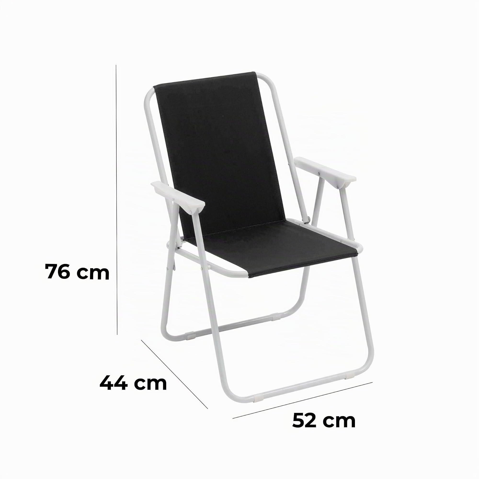 Baroni Home Sedia Pieghevole Mare Set 2 Nere con Braccioli