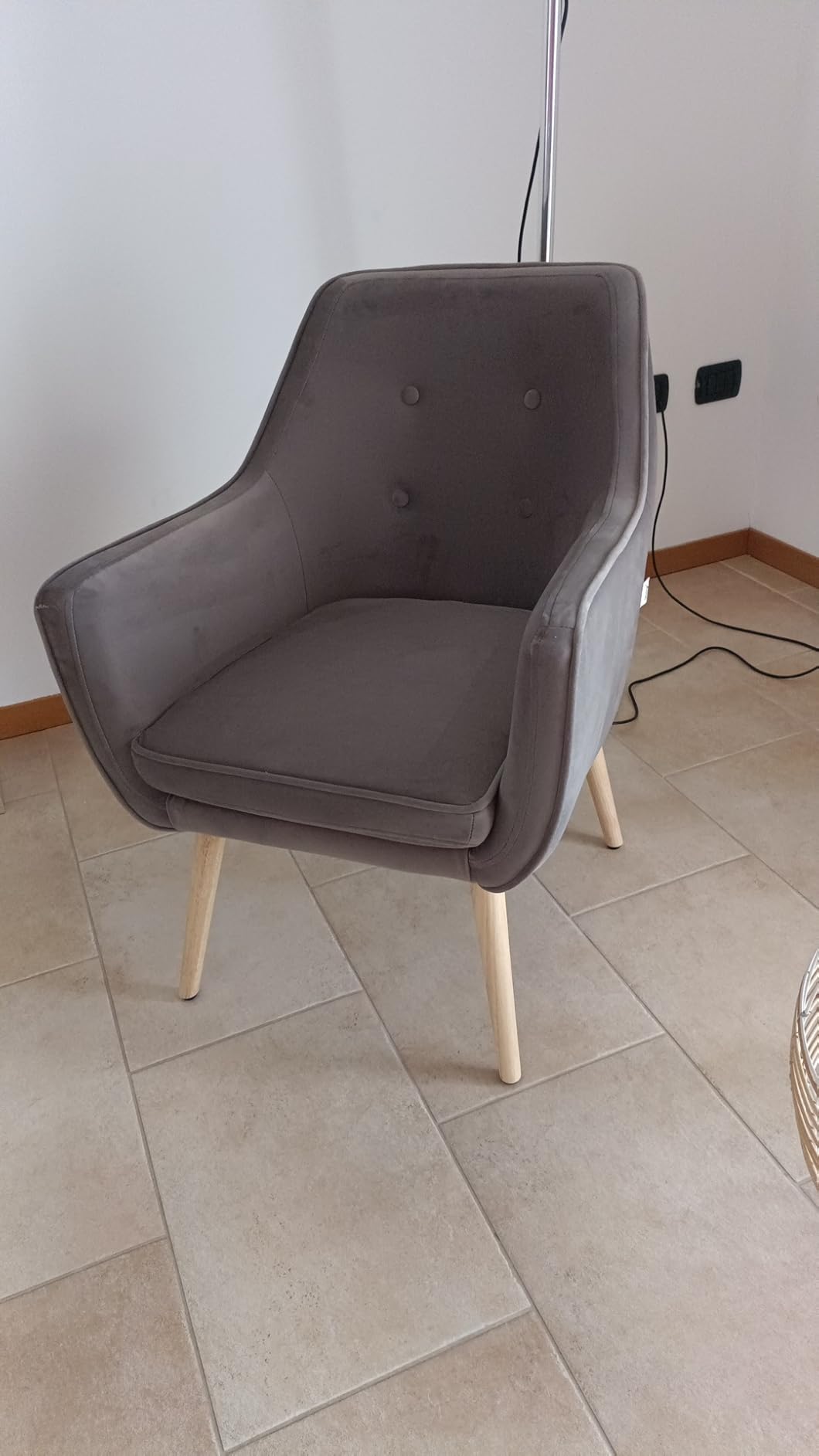 Baroni Montemaggi Poltrona Velluto Gambe Legno 65x65x85 cm