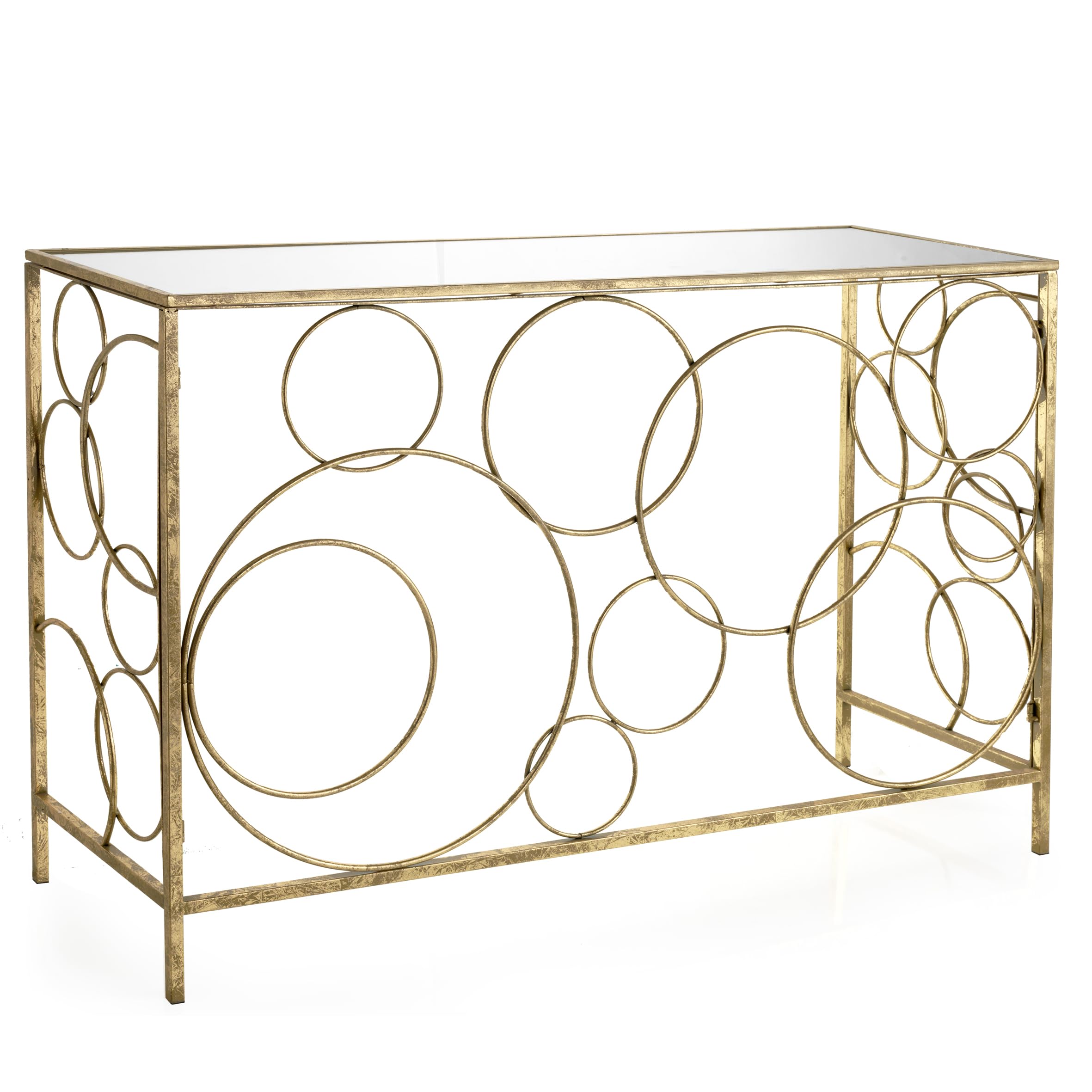 Baroni Home Tavolo da Fumo Cilindrico tavolino vetro oro 35,5x60 cm