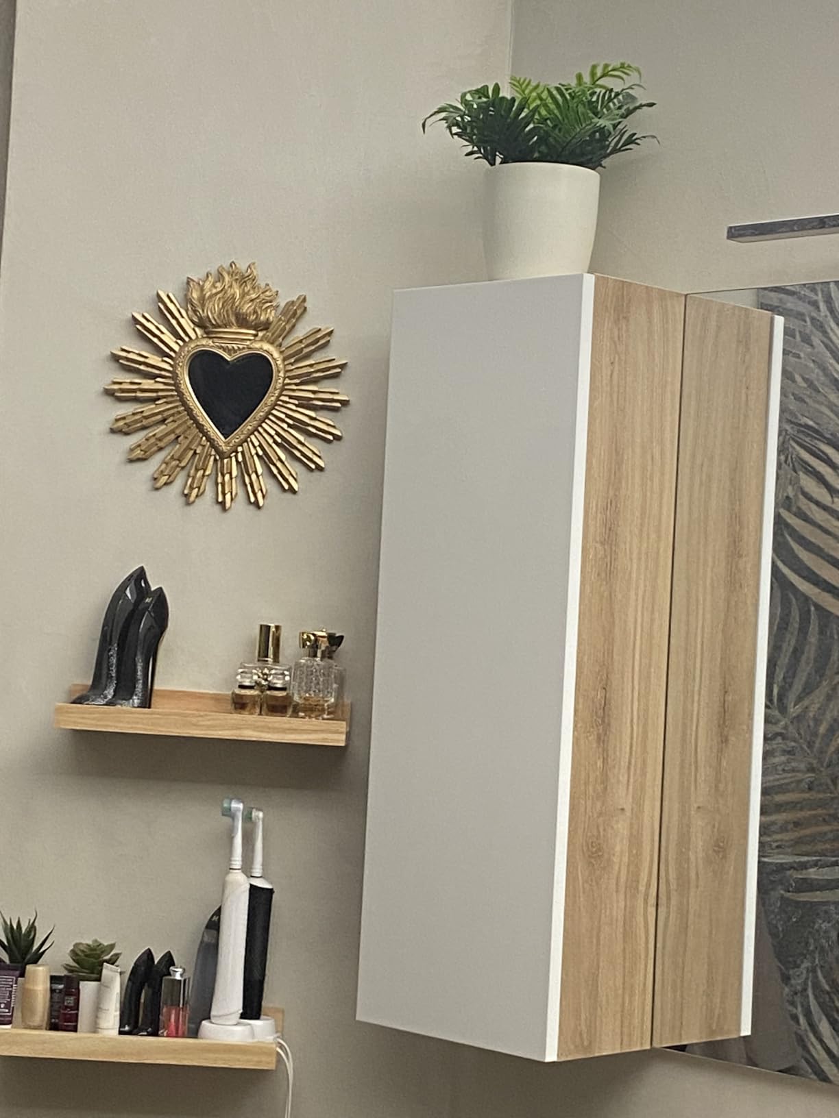 Baroni Home Ex Voto Cuore Specchio Parete Rosa resina