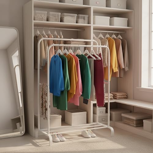 Baroni Home Stand Appendiabiti Doppia Barra Bianco 110x55x145 cm