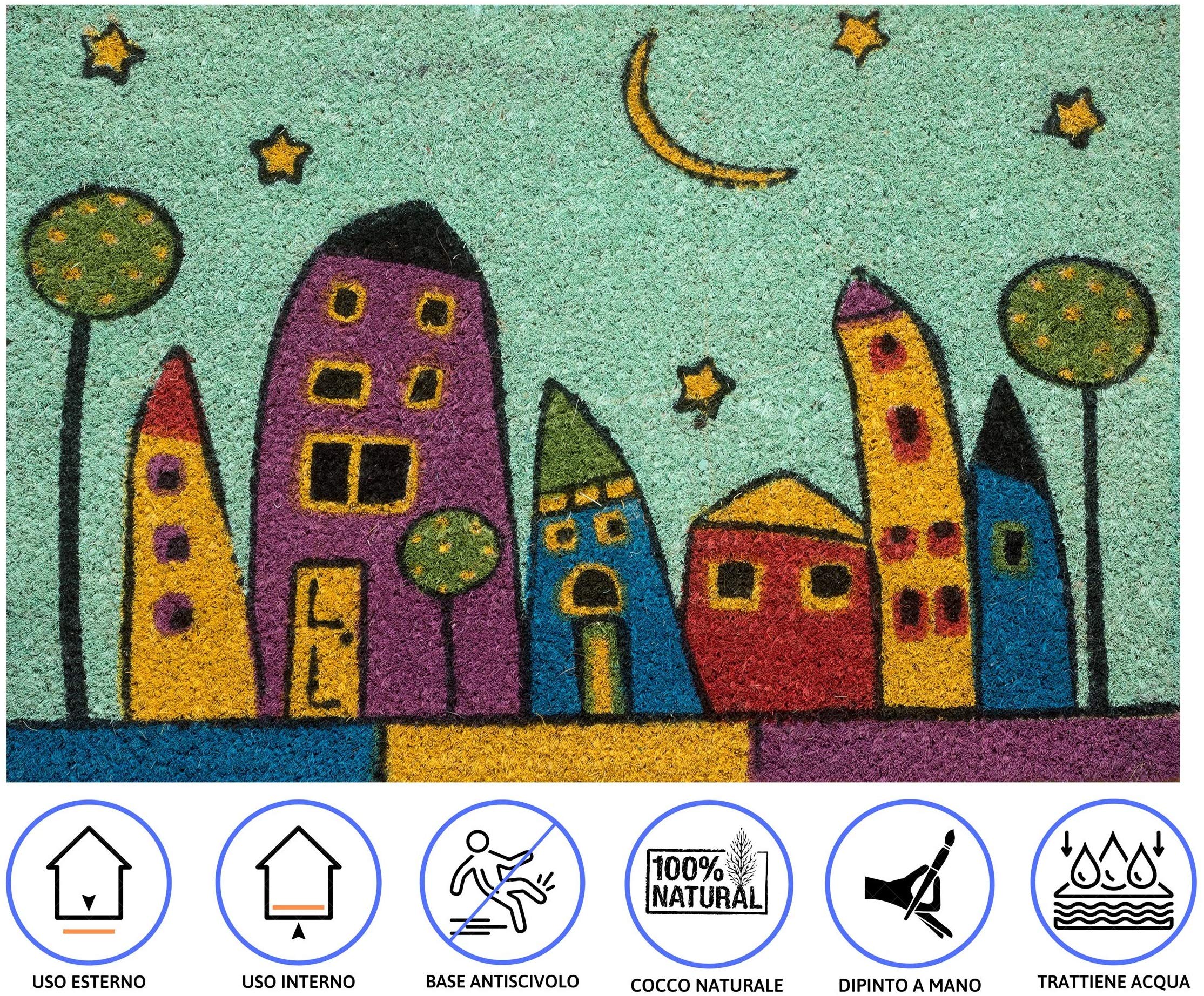 Baroni Home zerbino cocco Villaggio Notte 60x40 cm
