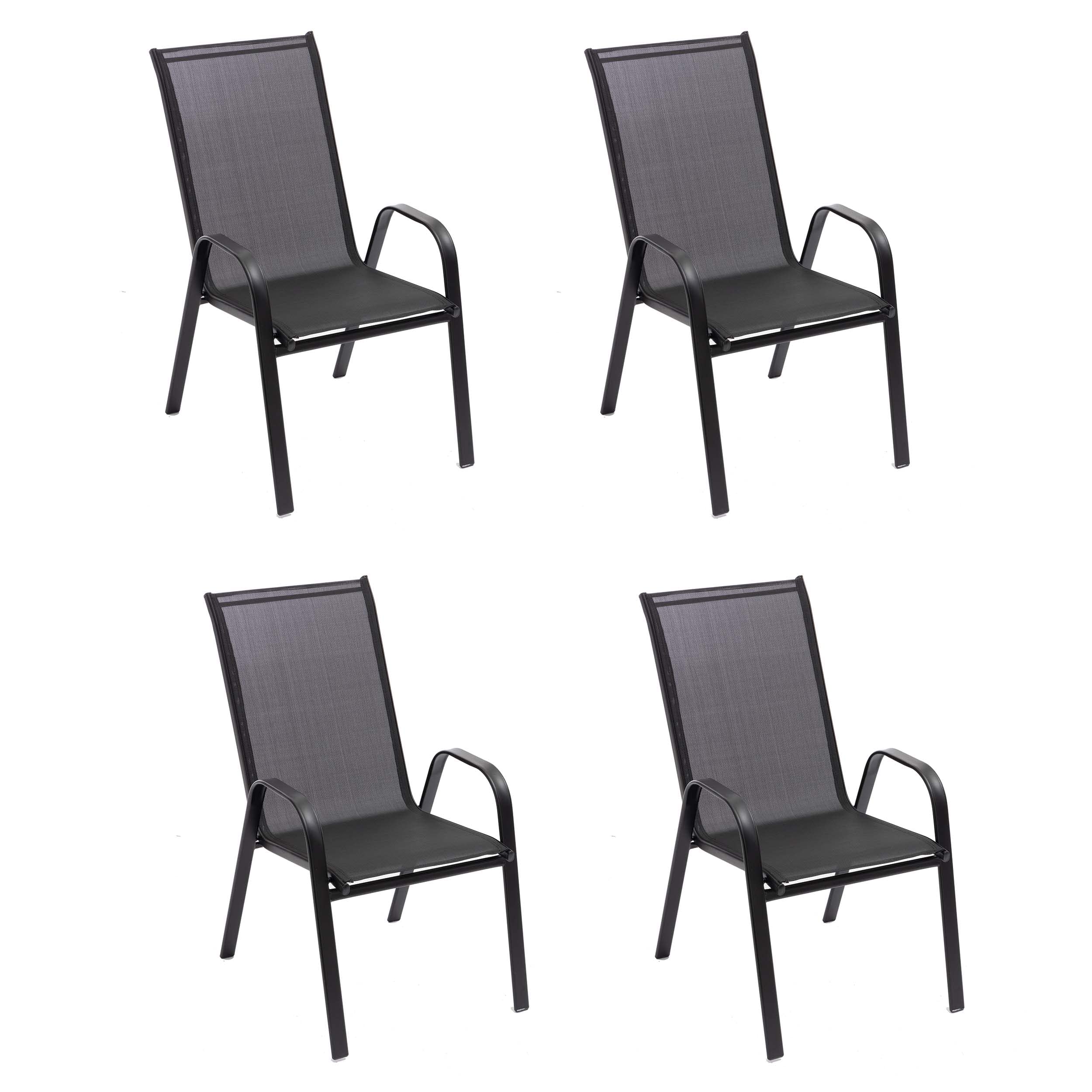 Baroni Home Set 2 Sedie Giardino Nero Metallo PVC 91x66x54 cm