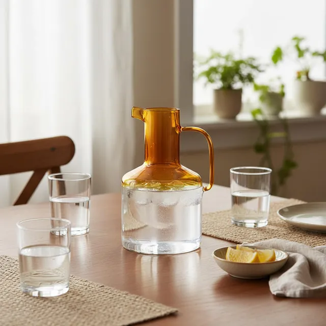 Baroni Home caraffa vetro borosilicato 1,5L bicolore panciuta
