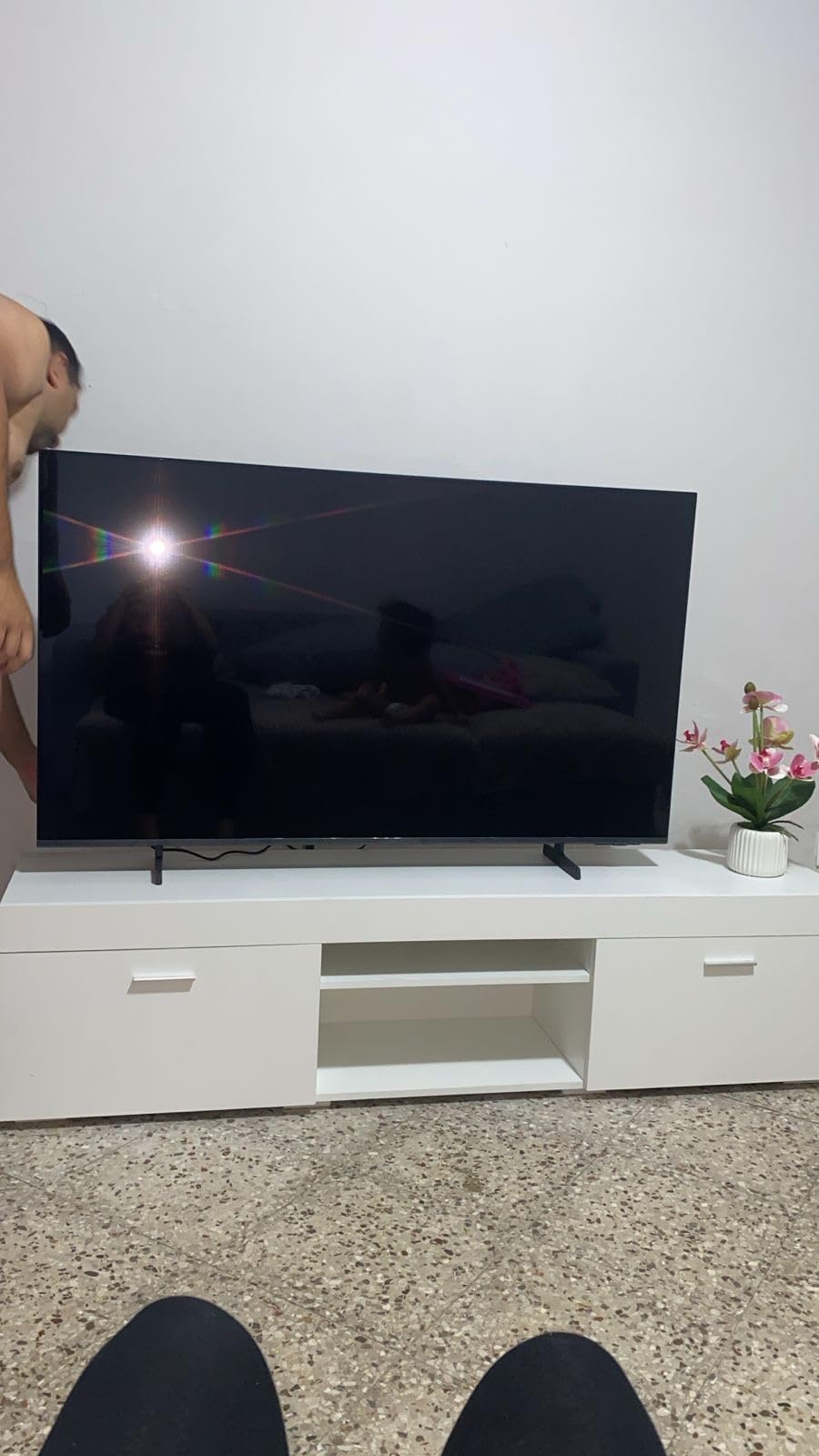 Baroni Home Mobile TV Bianco 2 Sportelli 160x35x40 cm
