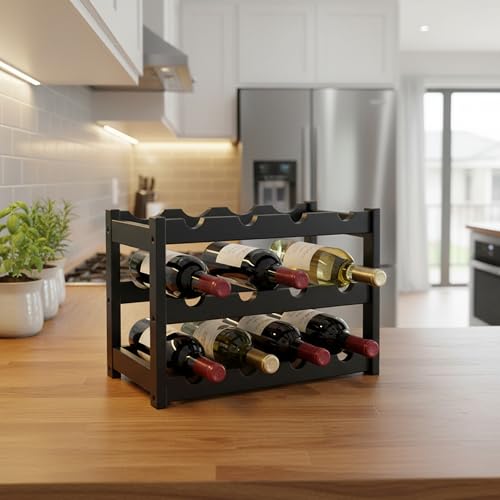 Baroni Home Cantinetta Portabottiglie 12 Bottiglie 24x46x30 Nero