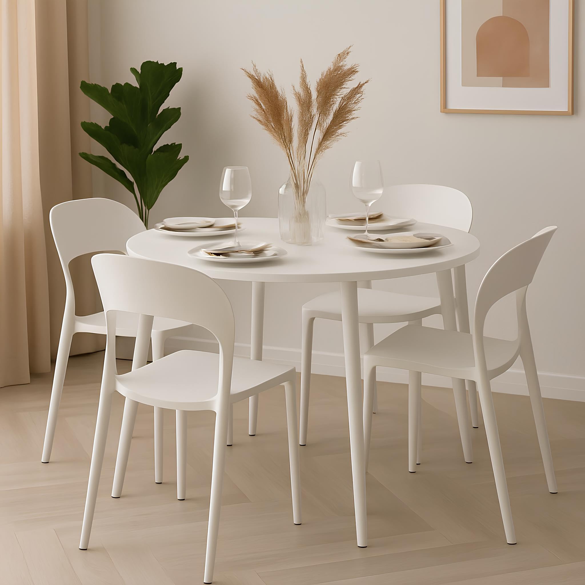 Baroni Home set 4 sedie plastica bianche 77 cm impilabili