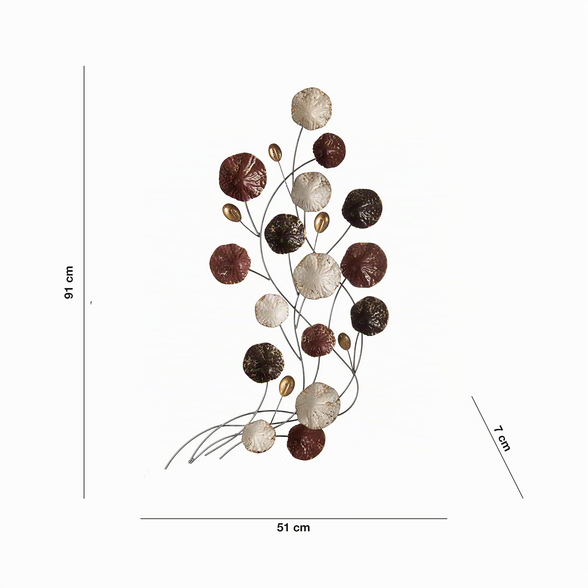 Baroni Ramo Fiori quadro 3D metallo bronzo 51x91 cm