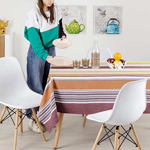 Baroni Home Tovaglia a righe cotone bordeaux 145x245 cm