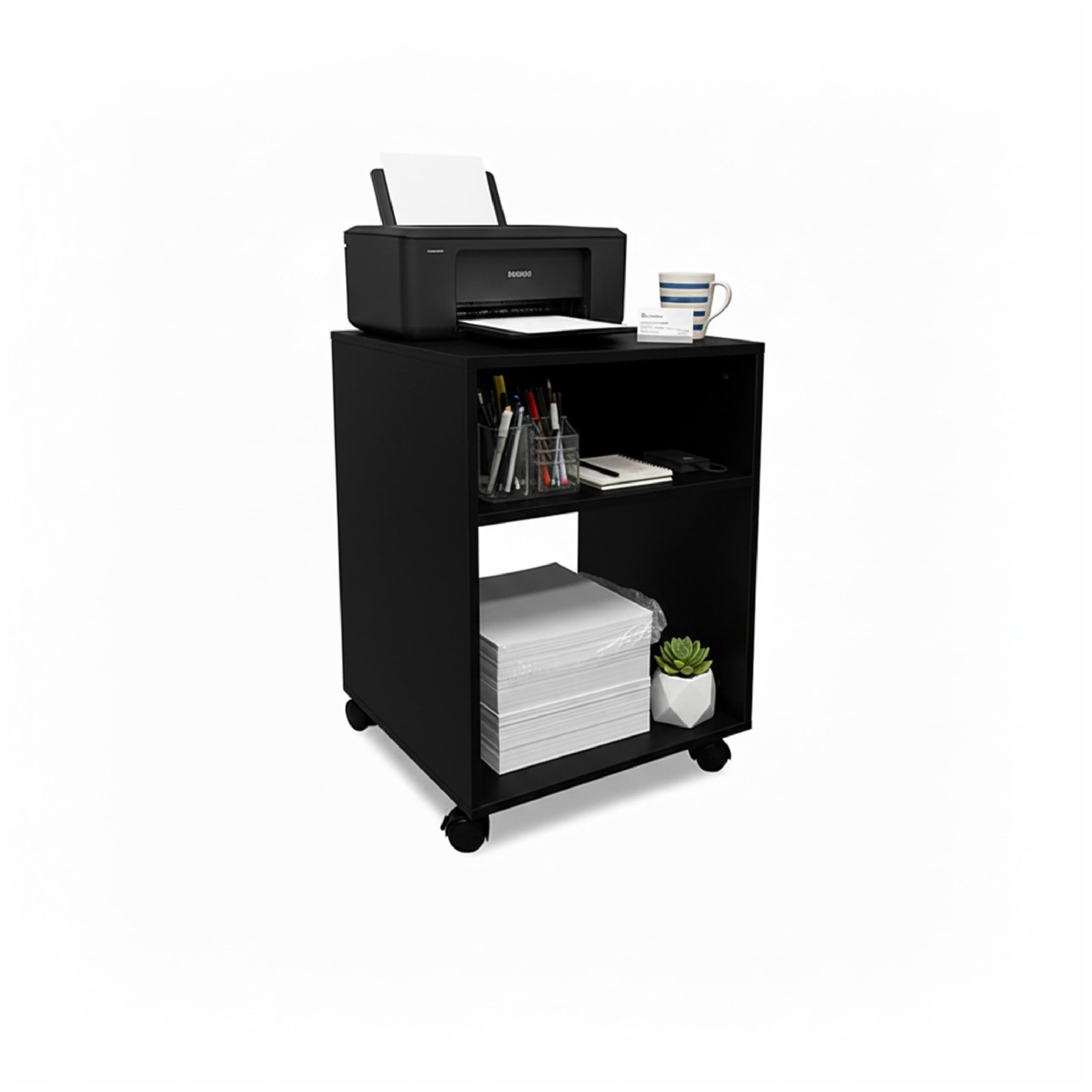 Baroni Home Carrello Ufficio 3 Scomparti Bianco 30x40x36 cm