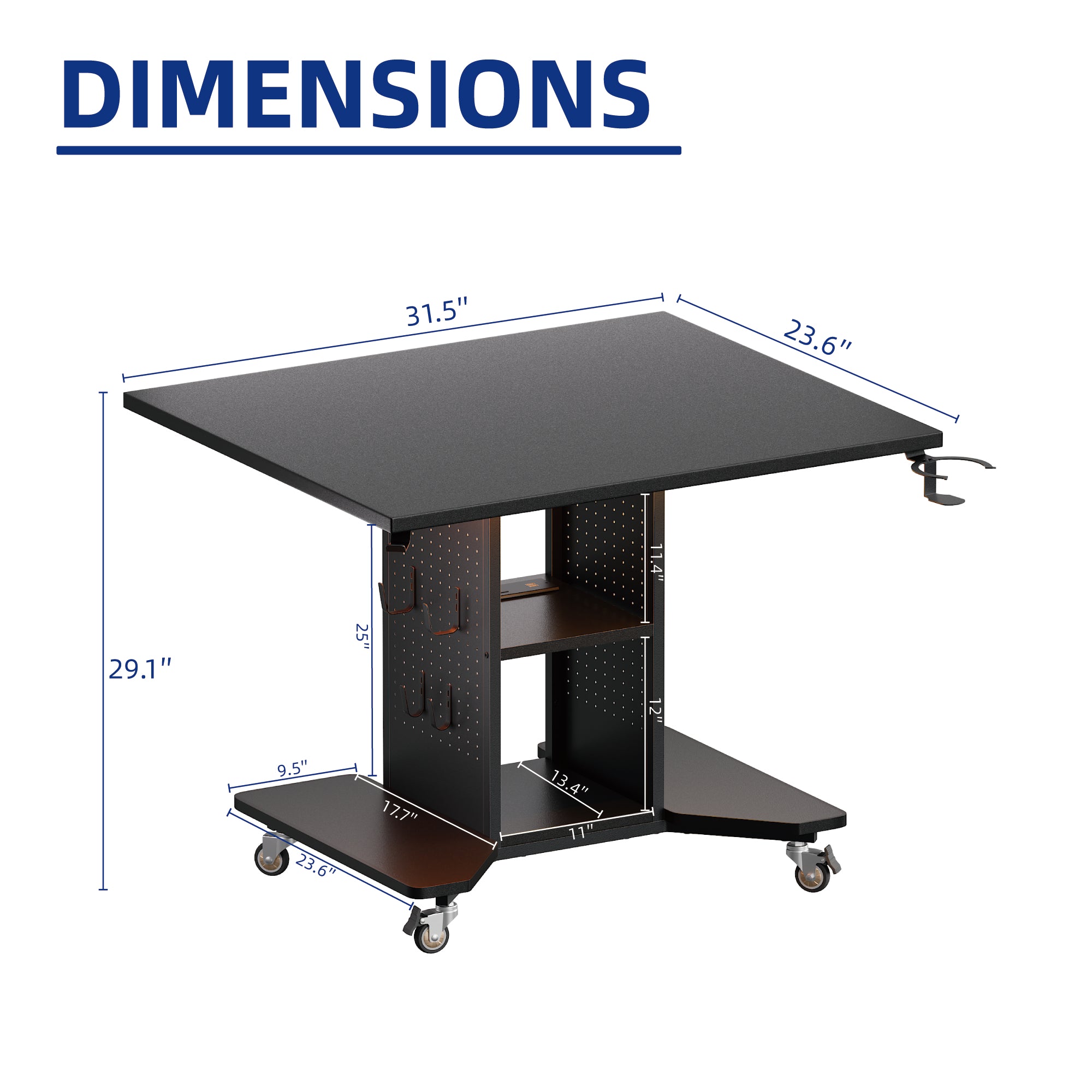 Pamray Small Rolling scrivania gaming nera LED