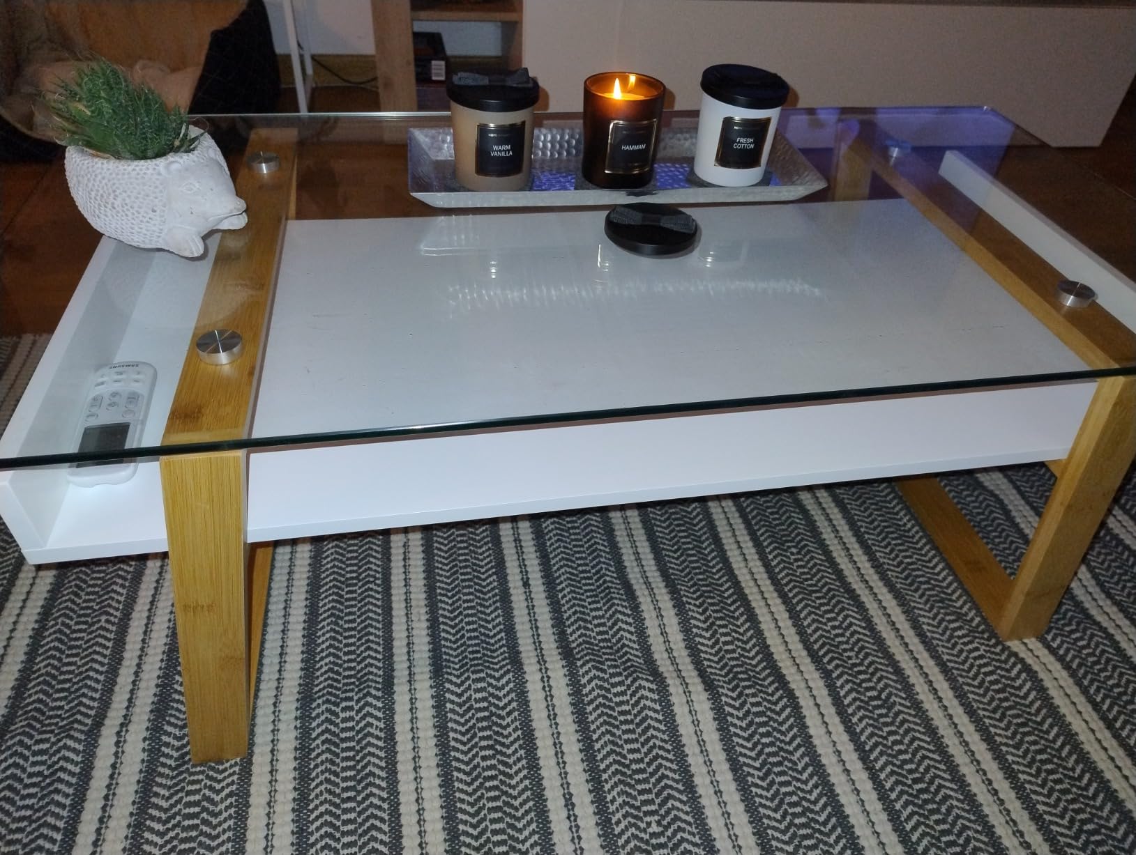 bonVIVO Donatella Scrivania Piccola Bianco H 40 cm Vetro